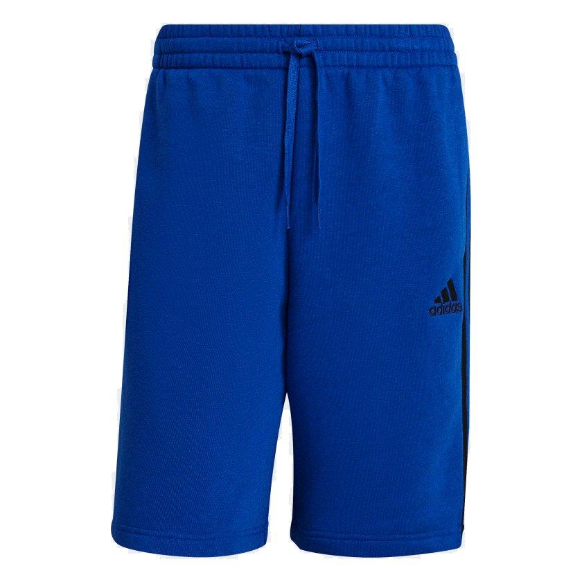 adidas Essentials Men's Blue Fleece 3-Stripes Shorts - Royal - BLUE Thumbnail View 4
