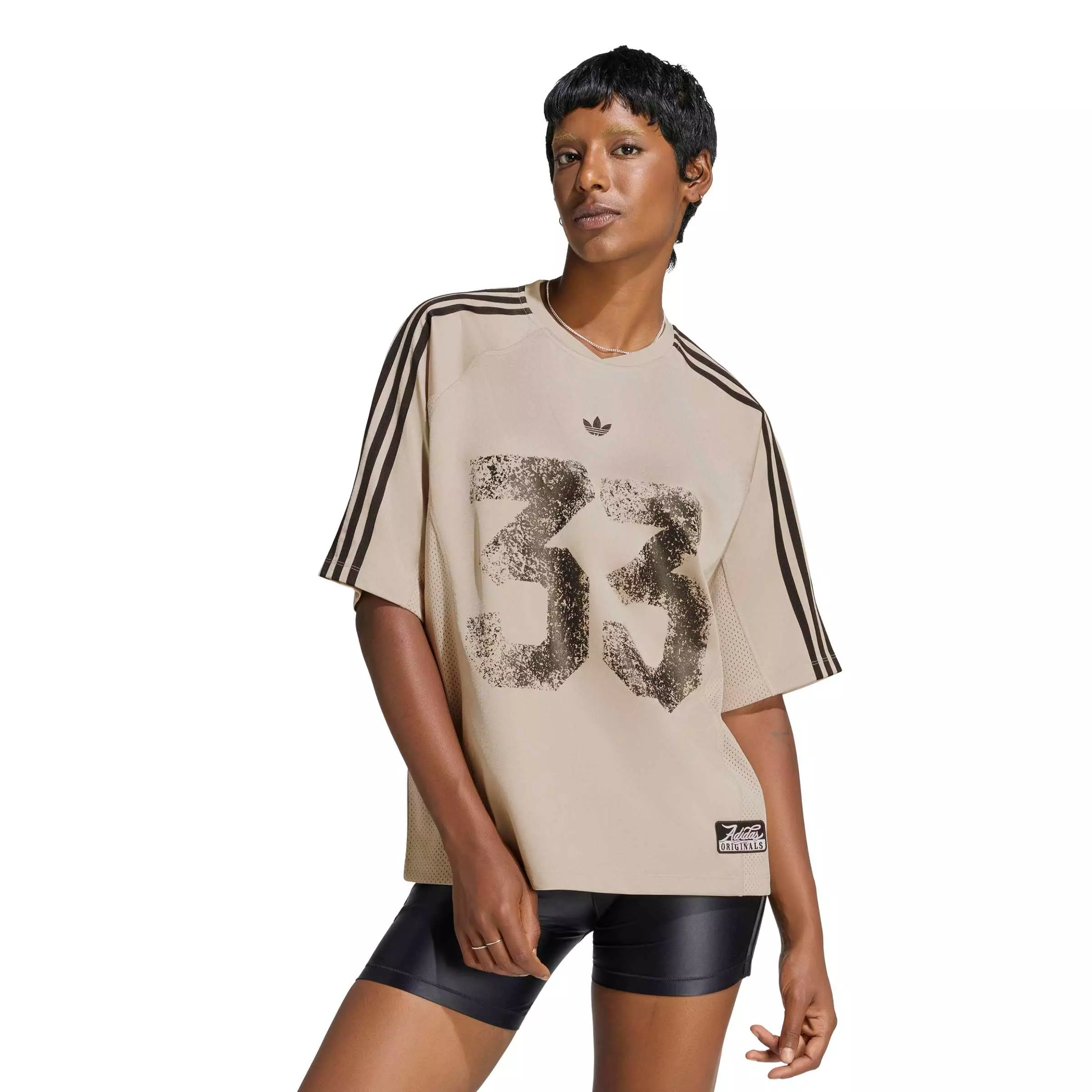 adidas Originals Women's Injection Short Sleeve Jersey Top - Beige - BEIGE
