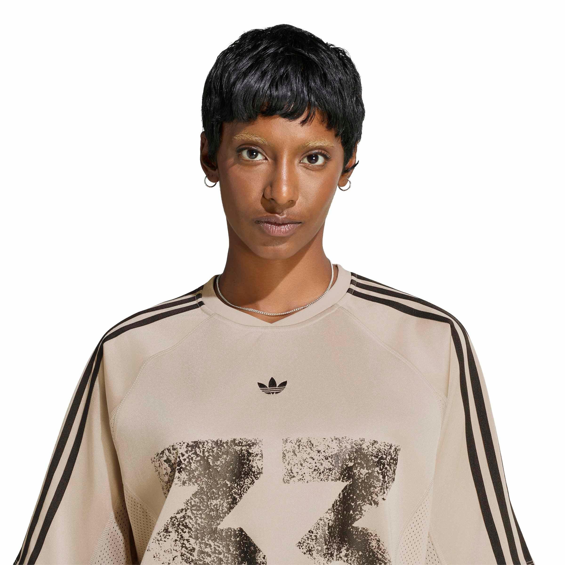 adidas Originals Women's Injection Short Sleeve Jersey Top - Beige - BEIGE