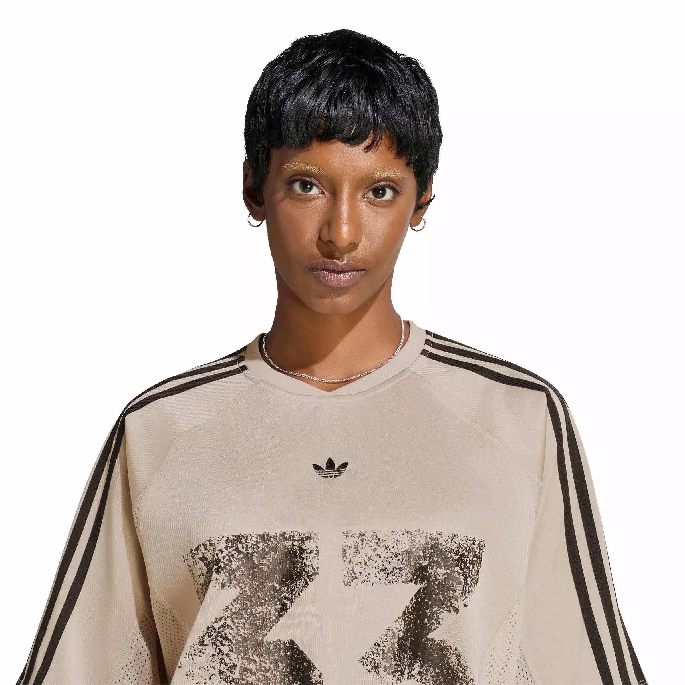 adidas Originals Women's Injection Short Sleeve Jersey Top - Beige - BEIGE