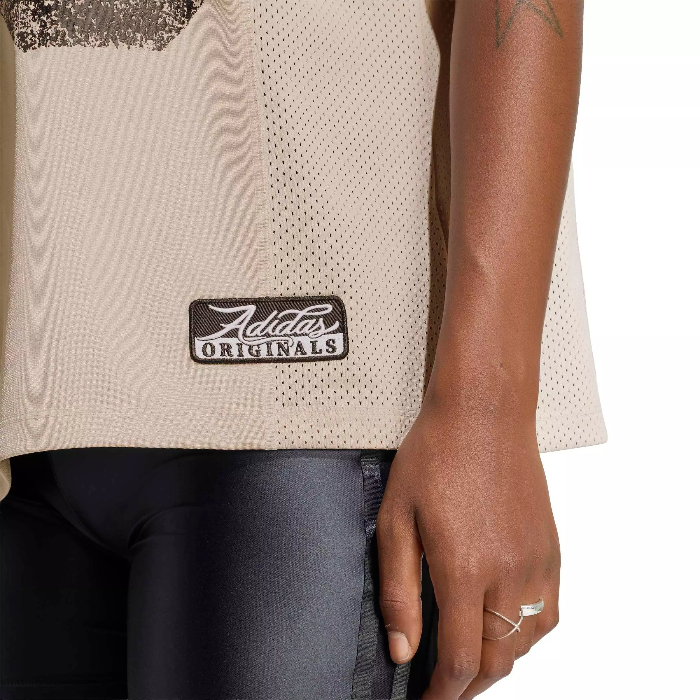 adidas Originals Women's Injection Short Sleeve Jersey Top - Beige - BEIGE