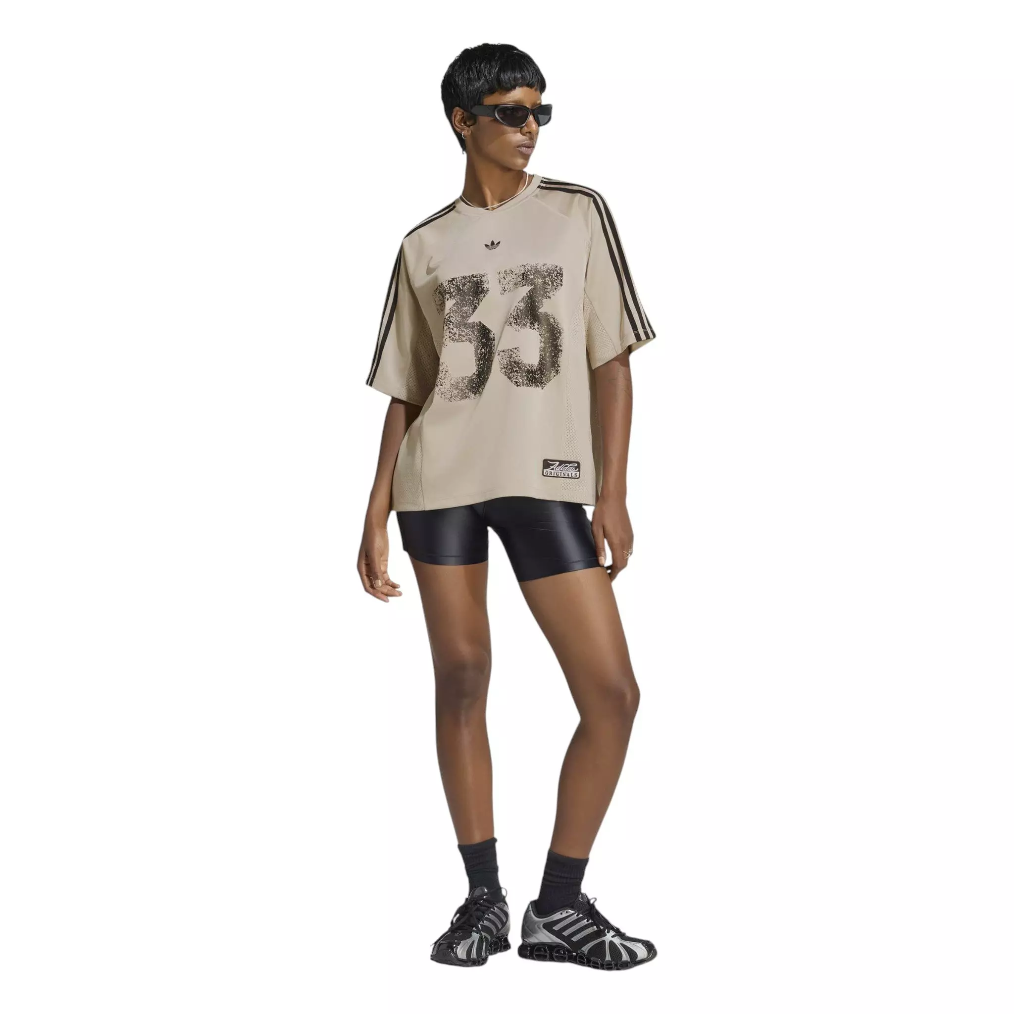 adidas Originals Women's Injection Short Sleeve Jersey Top - Beige - BEIGE