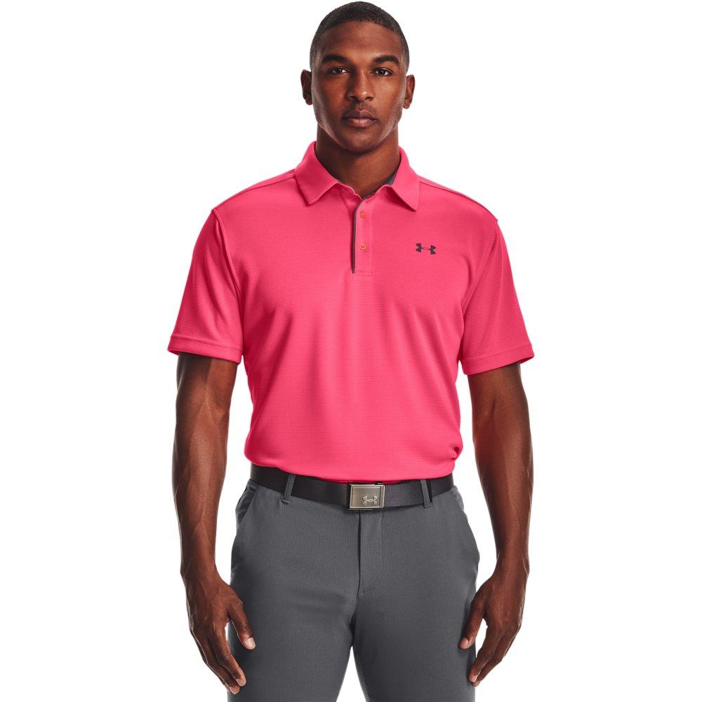 Under Armour Men's Tech Polo Shirt - PINK/GREY Thumbnail View 1