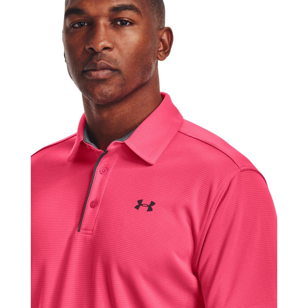 Under Armour Men's Tech Polo Shirt - PINK/GREY Thumbnail View 4