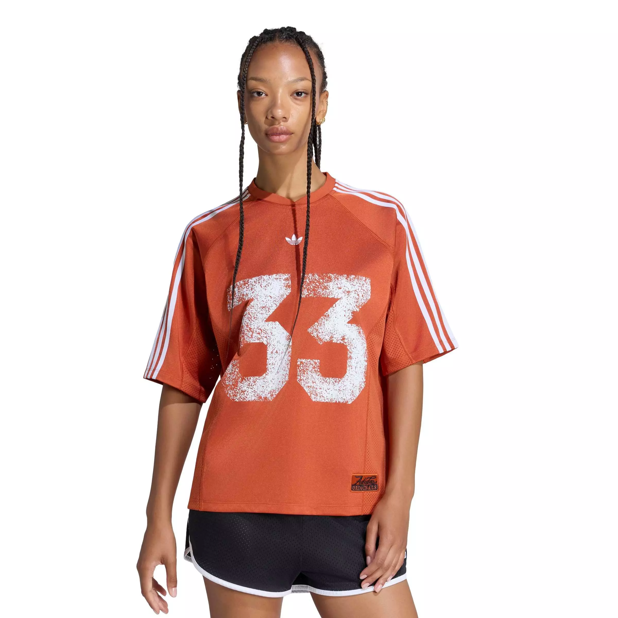 adidas Originals Women's Injection Short Sleeve Jersey Top - Orange - ORANGE