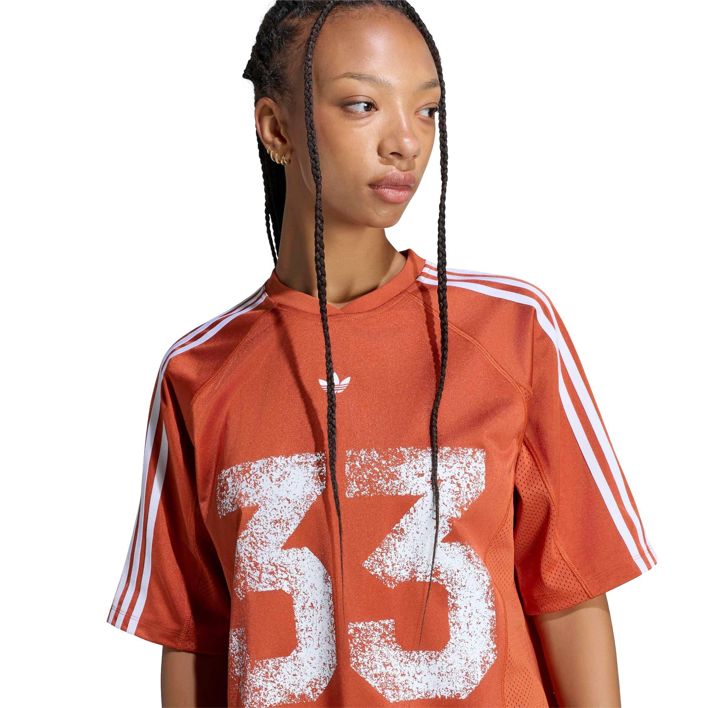 adidas Originals Women's Injection Short Sleeve Jersey Top - Orange - ORANGE