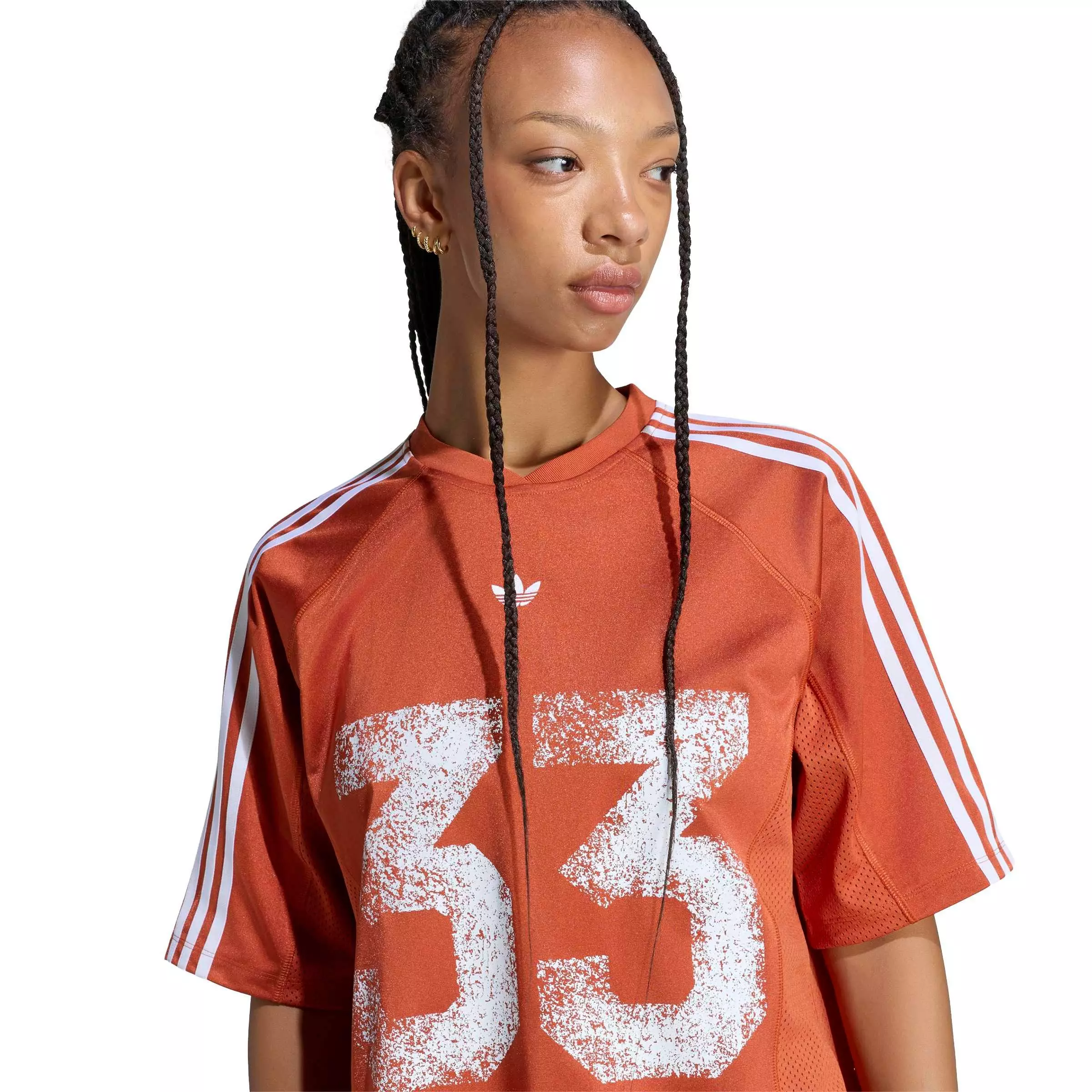 adidas Originals Women's Injection Short Sleeve Jersey Top - Orange - ORANGE