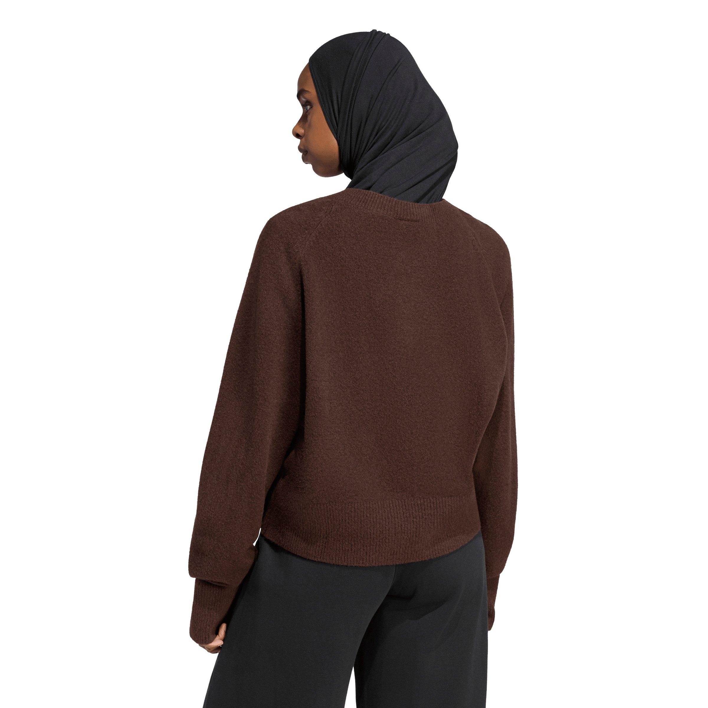 adidas Originals Women's Essentials Knit Long Sleeve V-Neck Sweater - Light Maroon - LIGHT MAROON
