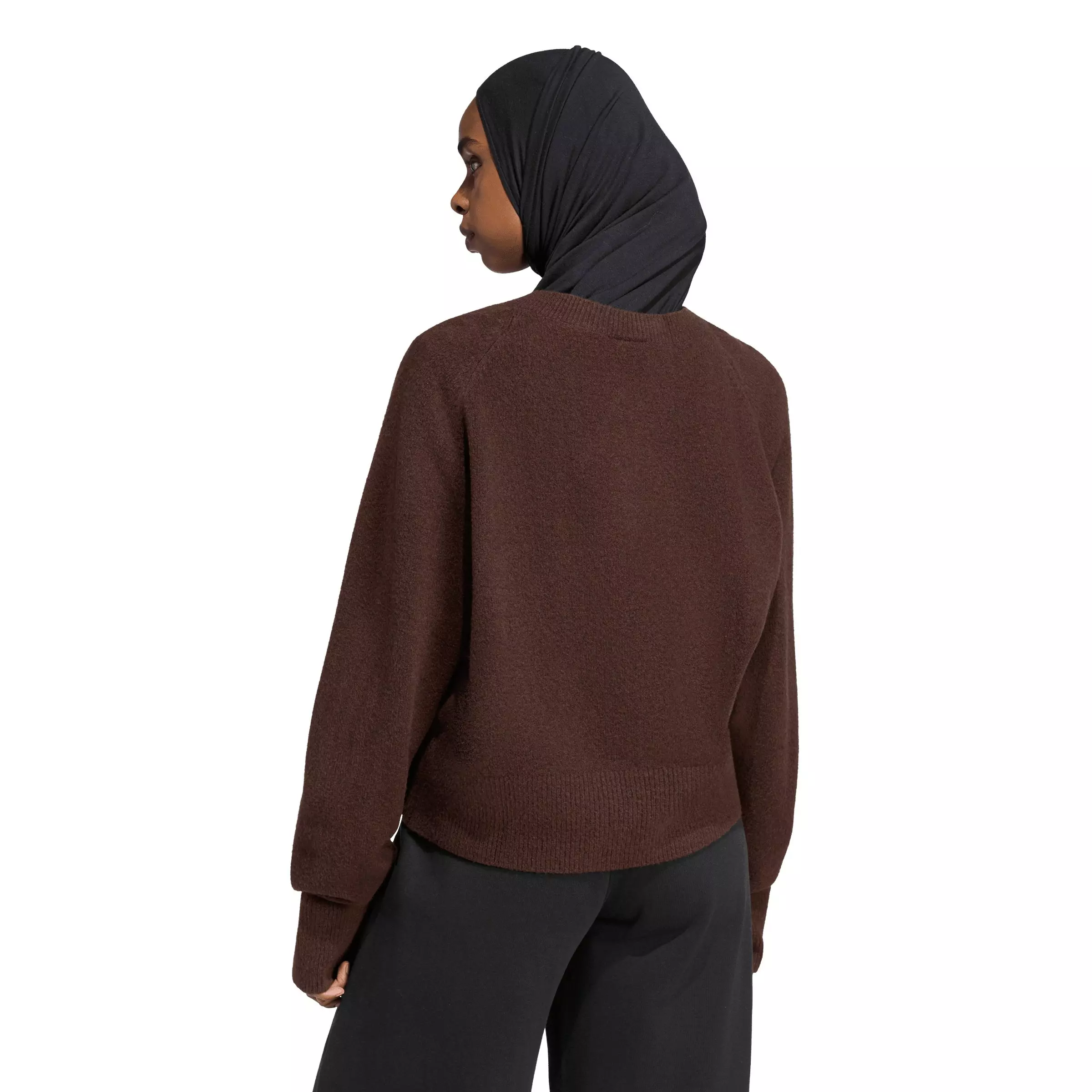adidas Originals Women's Essentials Knit Long Sleeve V-Neck Sweater - Light Maroon - LIGHT MAROON