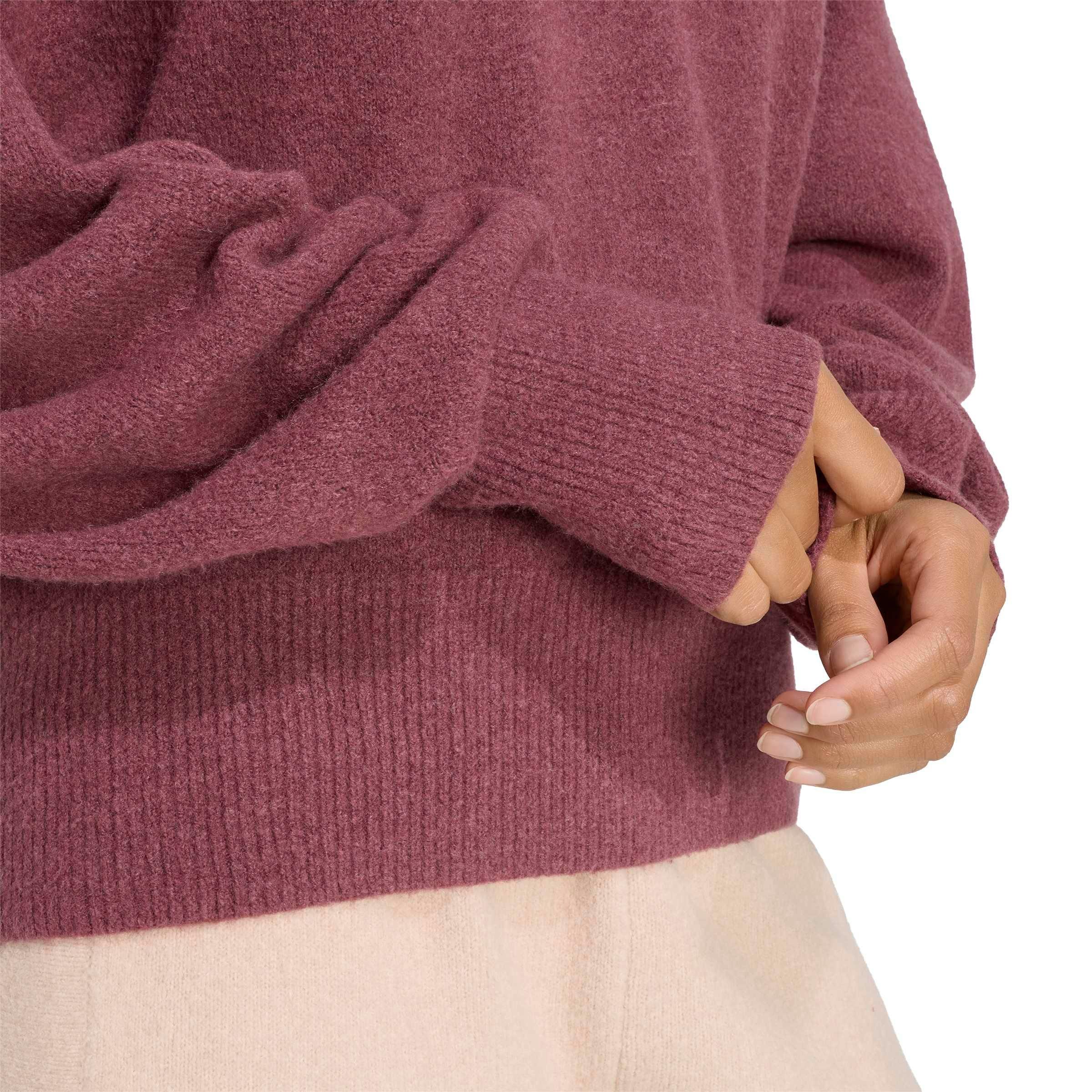 adidas Originals Women's Essentials Knit Long Sleeve V-Neck Sweater - Light Maroon - LIGHT MAROON