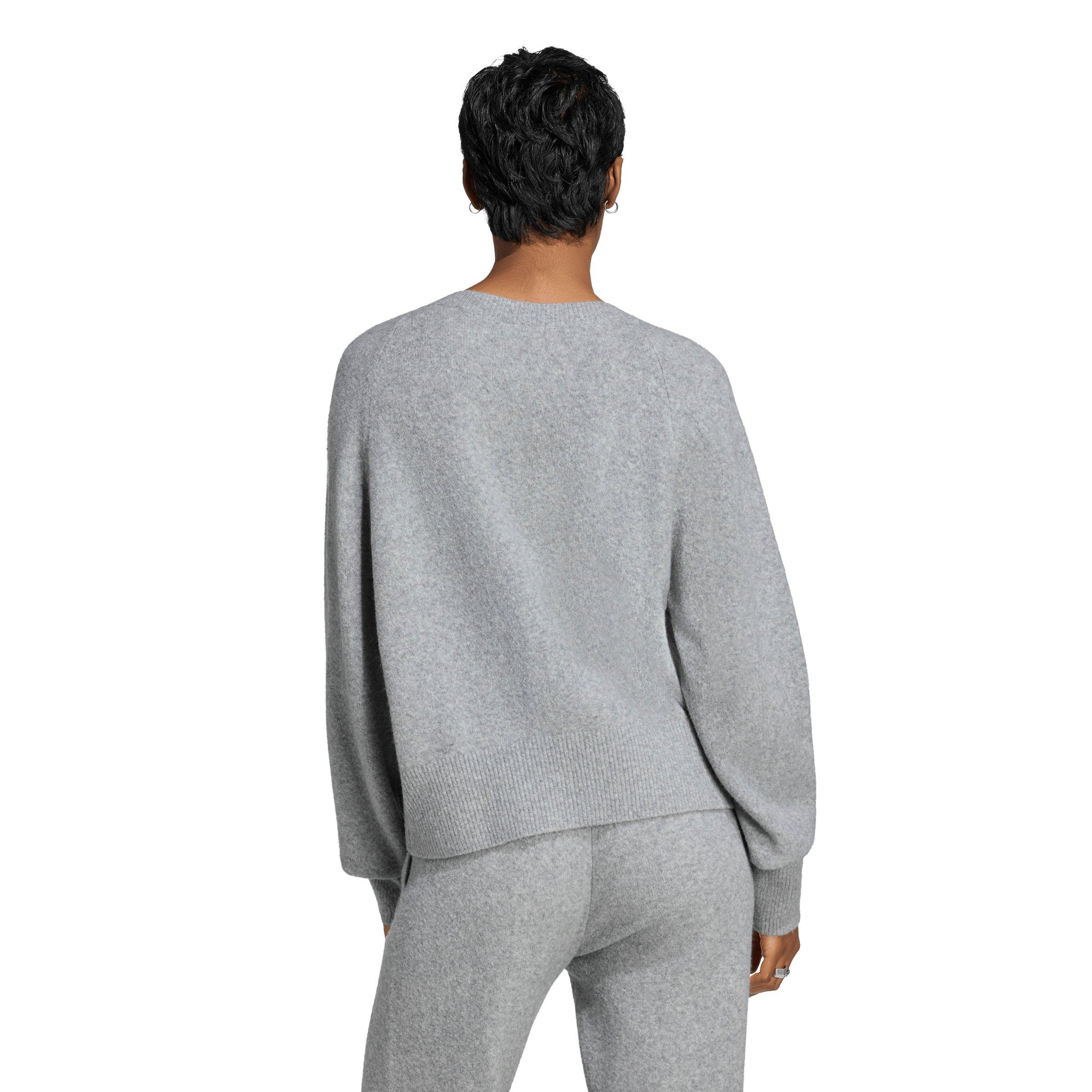 adidas Originals Women's Essentials Knit Long Sleeve V-Neck Sweater - Grey - GREY