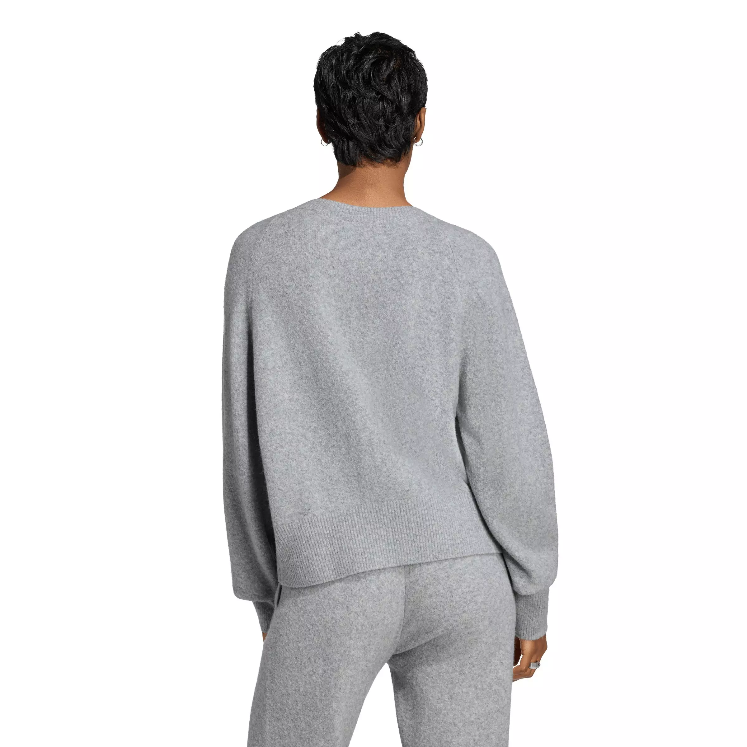 adidas Originals Women's Essentials Knit Long Sleeve V-Neck Sweater - Grey - GREY