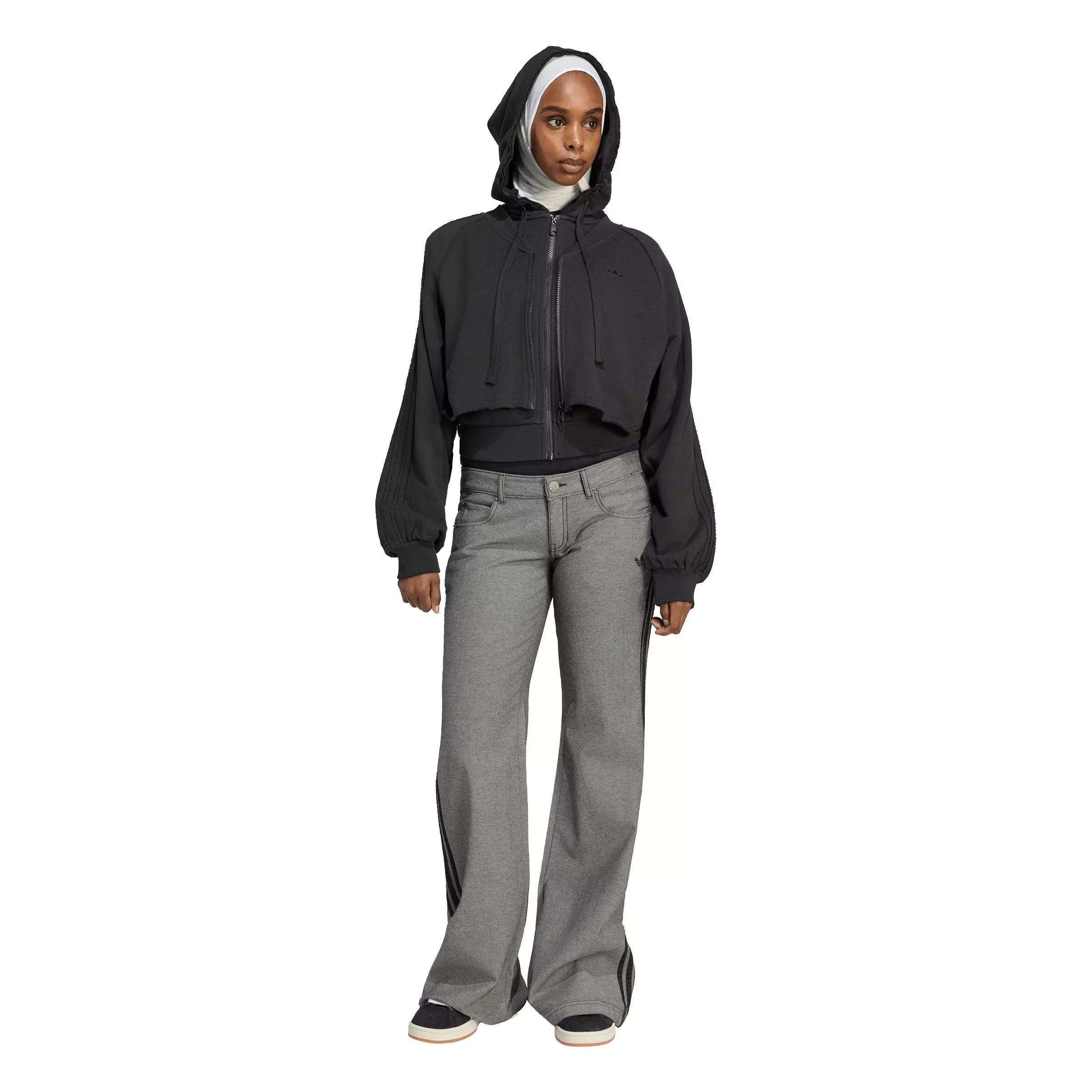 adidas Originals Women's Superstar Double Front Hooded Jacket - Black - BLACK
