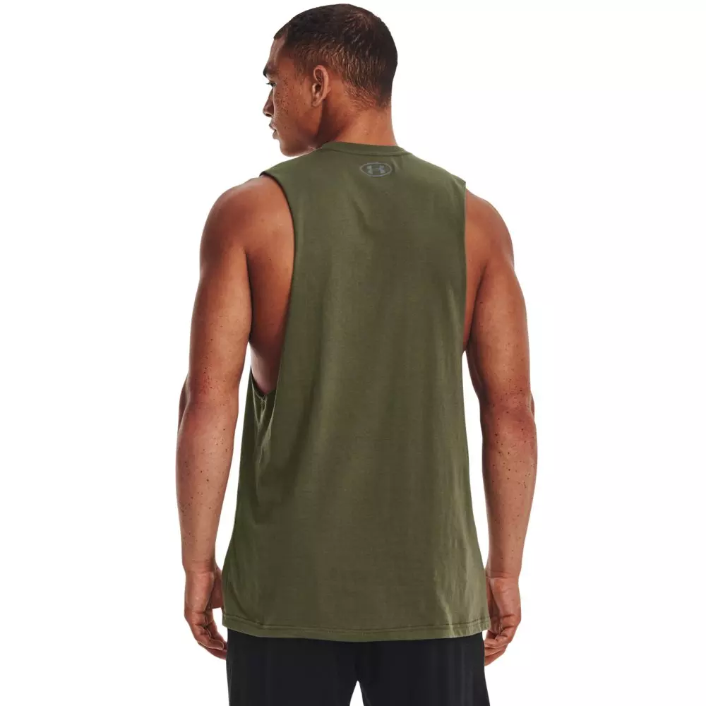 Under Armour Men's Sportstyle Left Chest Cut-Off Tank - DK GREEN