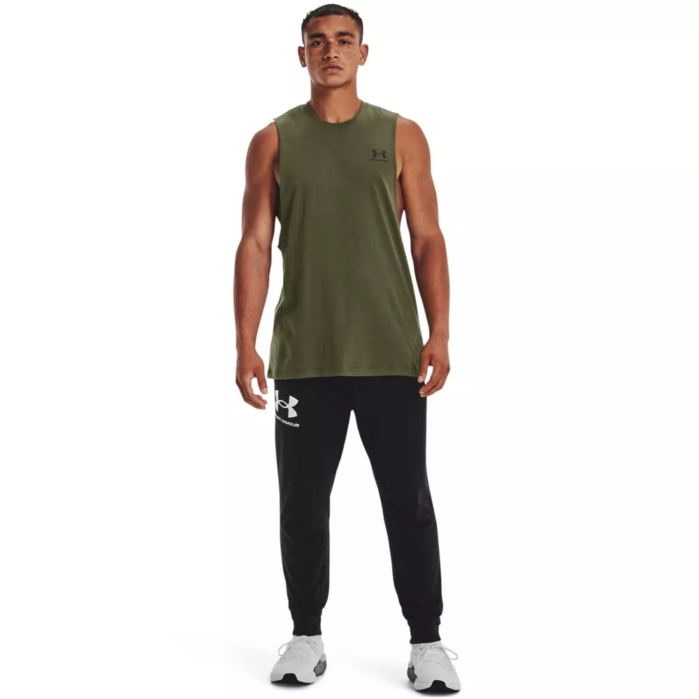 Under Armour Men's Sportstyle Left Chest Cut-Off Tank - DK GREEN