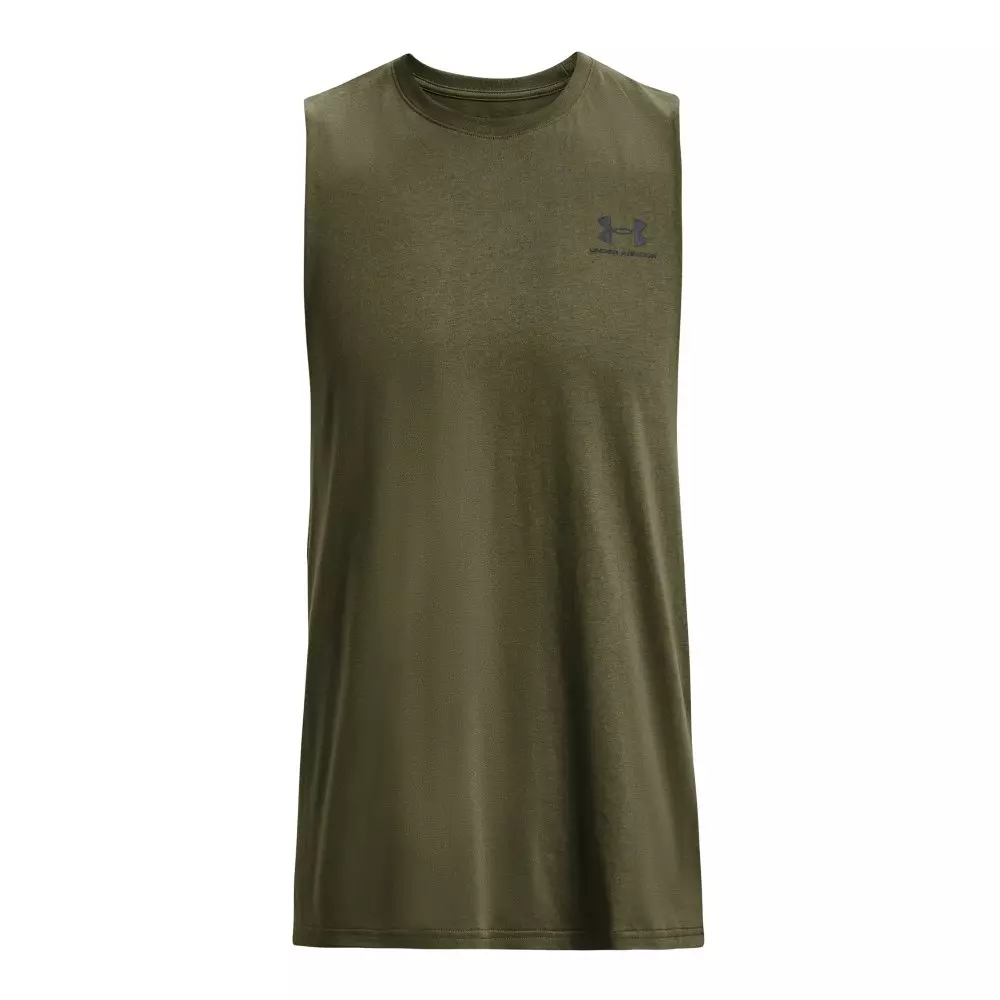Under Armour Men's Sportstyle Left Chest Cut-Off Tank - DK GREEN