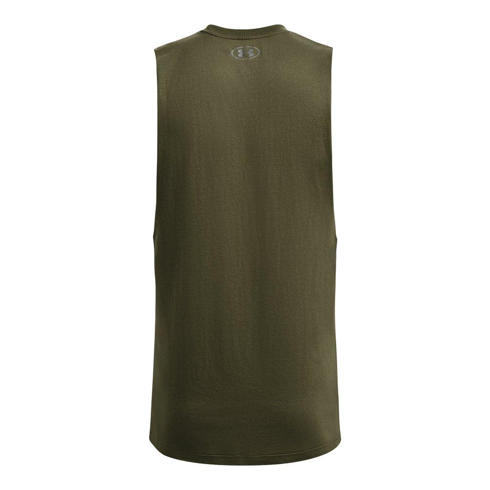 Under Armour Men's Sportstyle Left Chest Cut-Off Tank - DK GREEN Thumbnail View 5