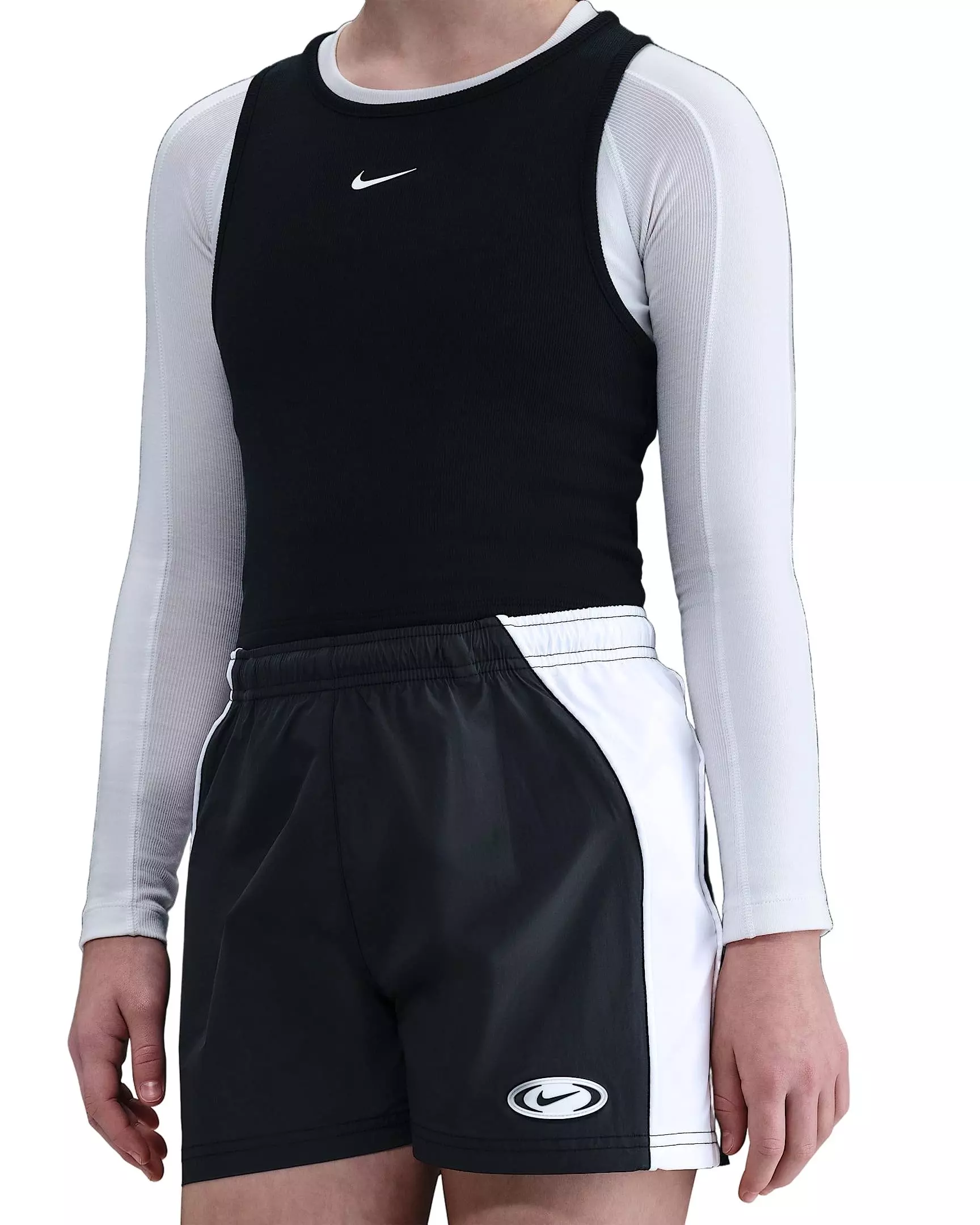 Nike Big Girls' Sportswear Woven Shorts - Black - BLACK