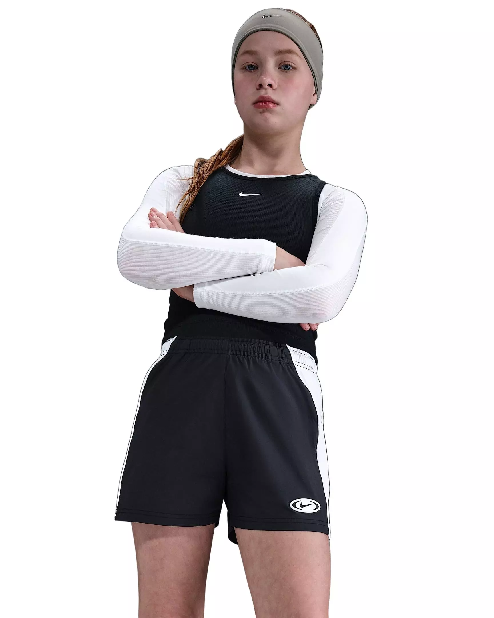 Nike Big Girls' Sportswear Woven Shorts - Black - BLACK