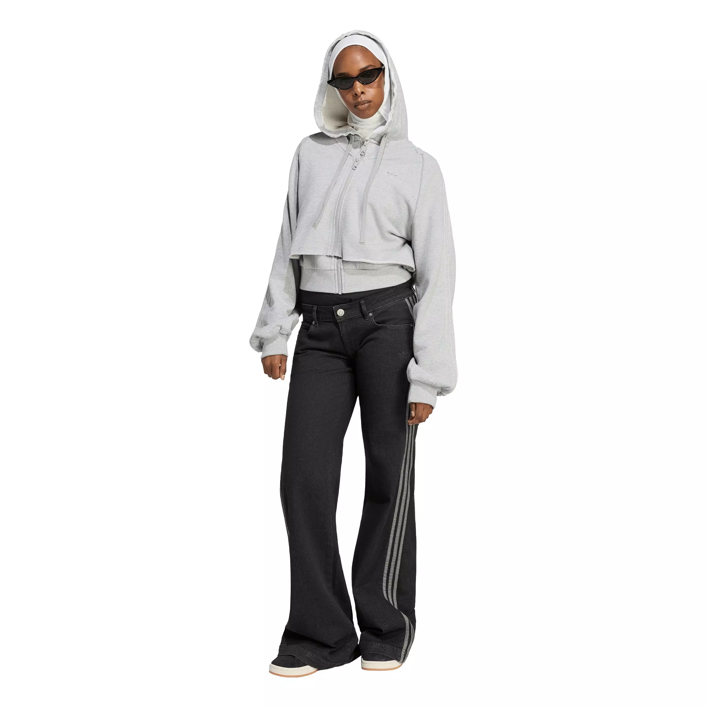 adidas Originals Women's Superstar Double Front Hooded Jacket - Dk Grey - DK GREY