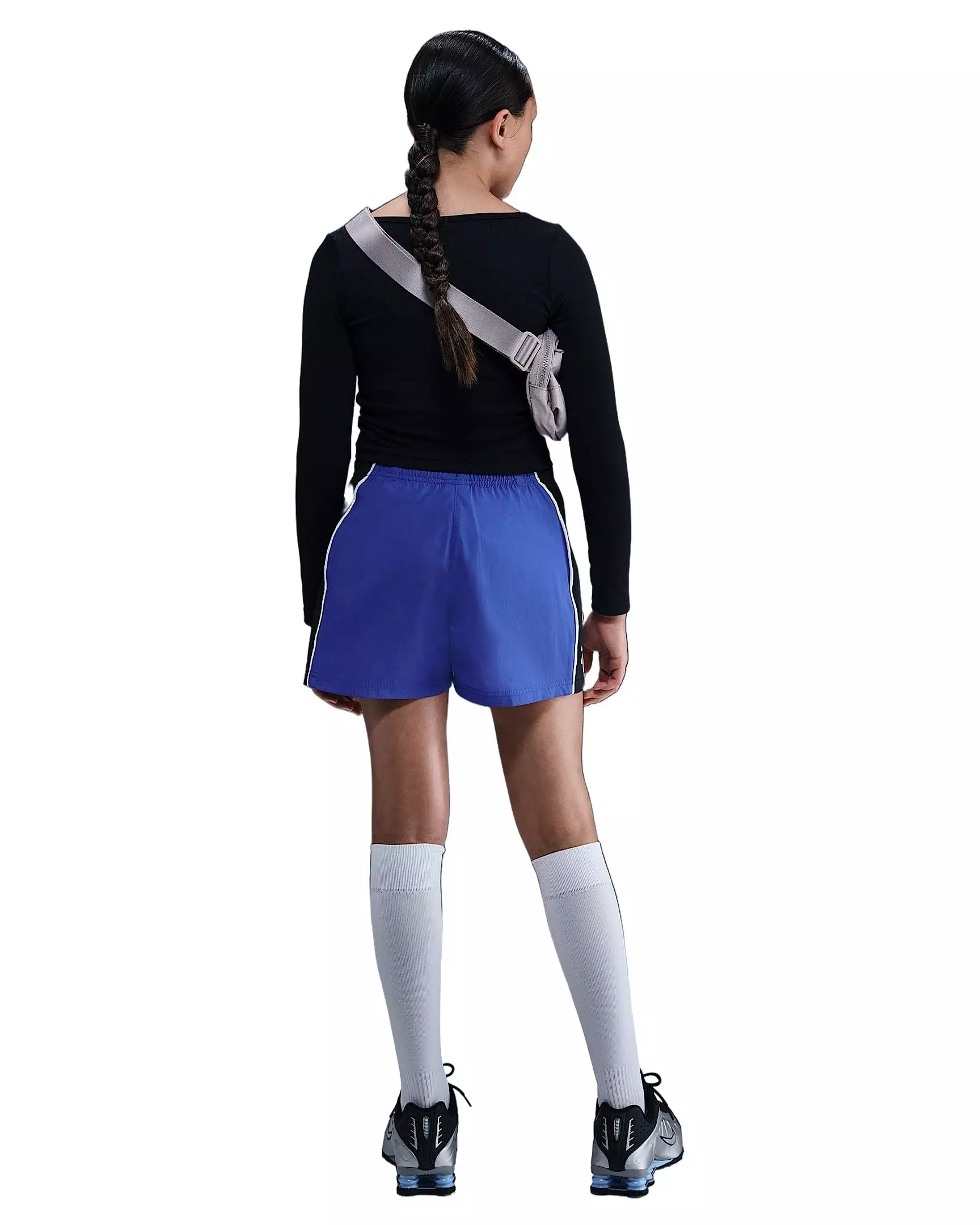 Nike Big Girls' Sportswear Woven Shorts - Blue - BLUE