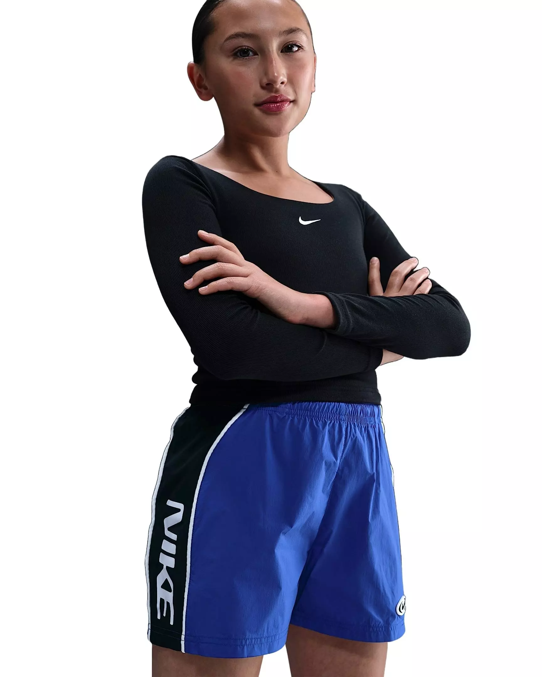 Nike Big Girls' Sportswear Woven Shorts - Blue - BLUE