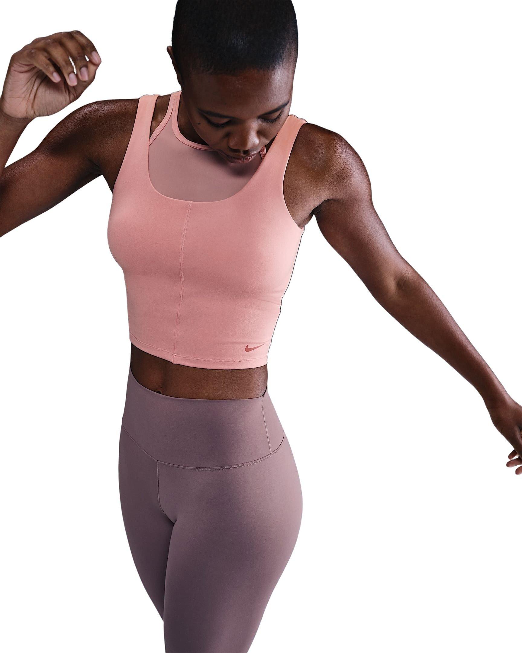Nike Women's One Fitted Dri-FIT Cropped Tank Top - Rust Pink - RUST PINK Thumbnail View 1