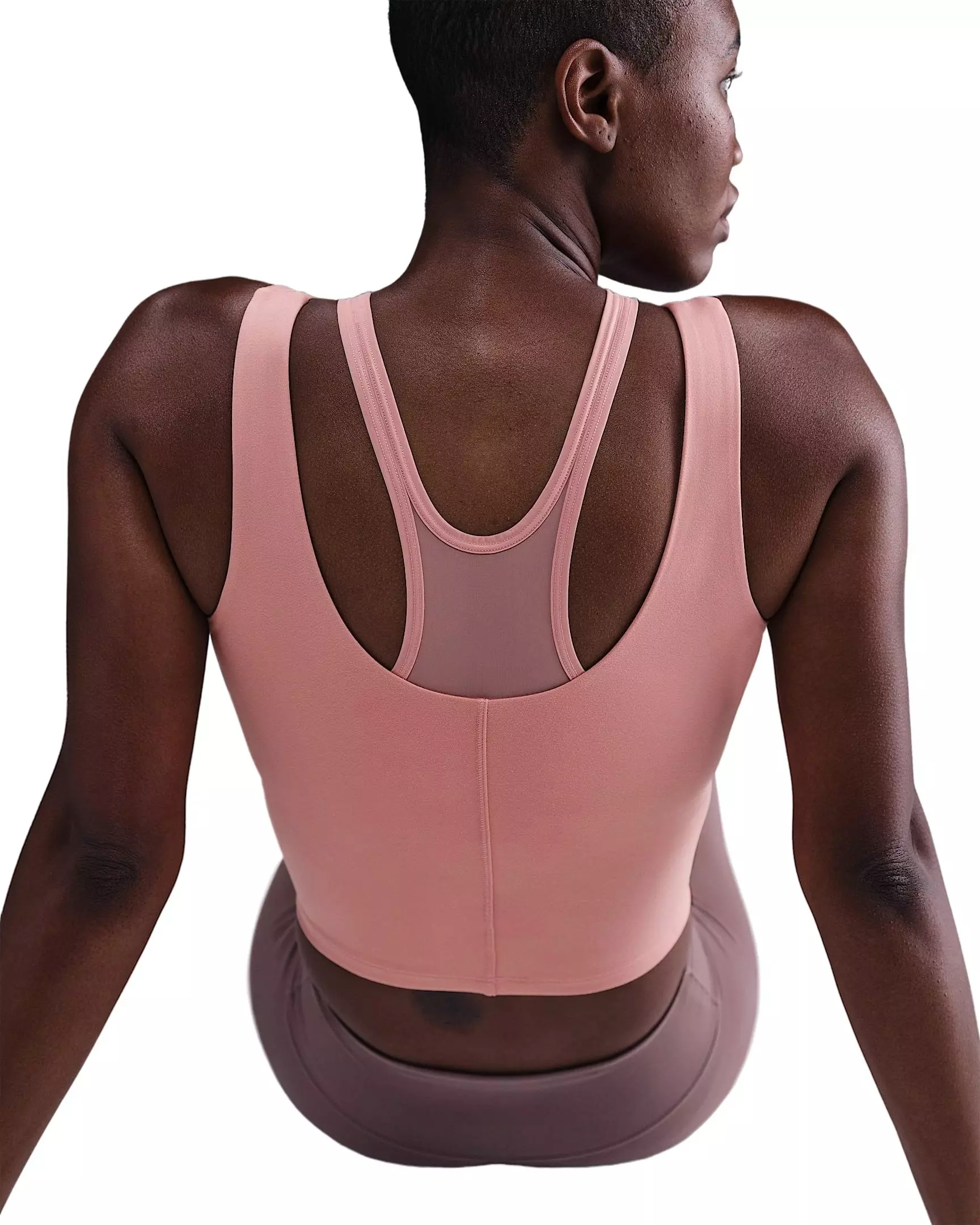 Nike Women's One Fitted Dri-FIT Cropped Tank Top - Rust Pink - RUST PINK