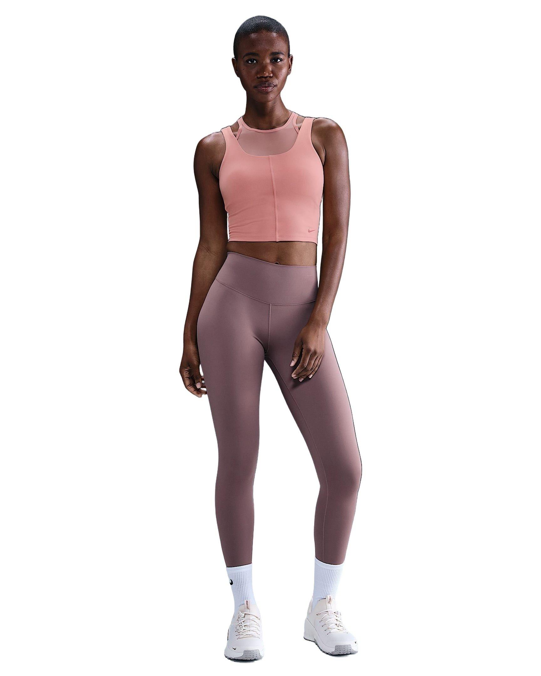 Nike Women's One Fitted Dri-FIT Cropped Tank Top - Rust Pink - RUST PINK Thumbnail View 4