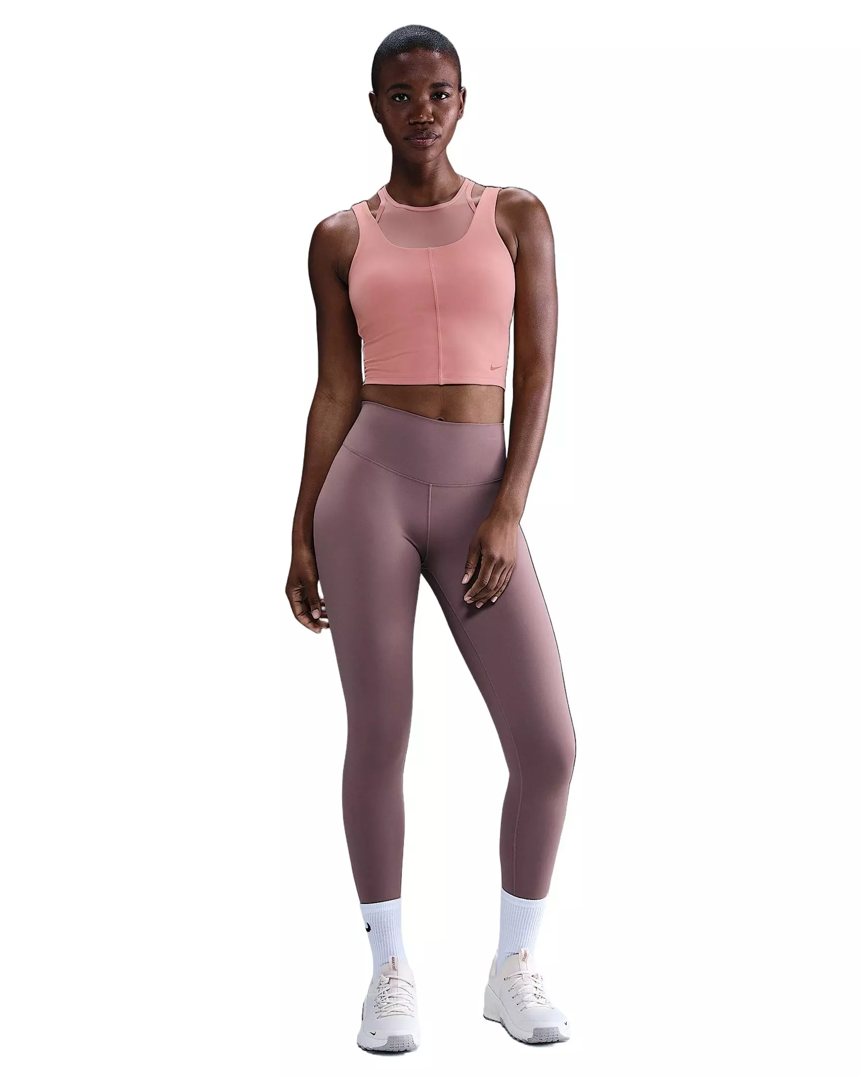 Nike Women's One Fitted Dri-FIT Cropped Tank Top - Rust Pink - RUST PINK