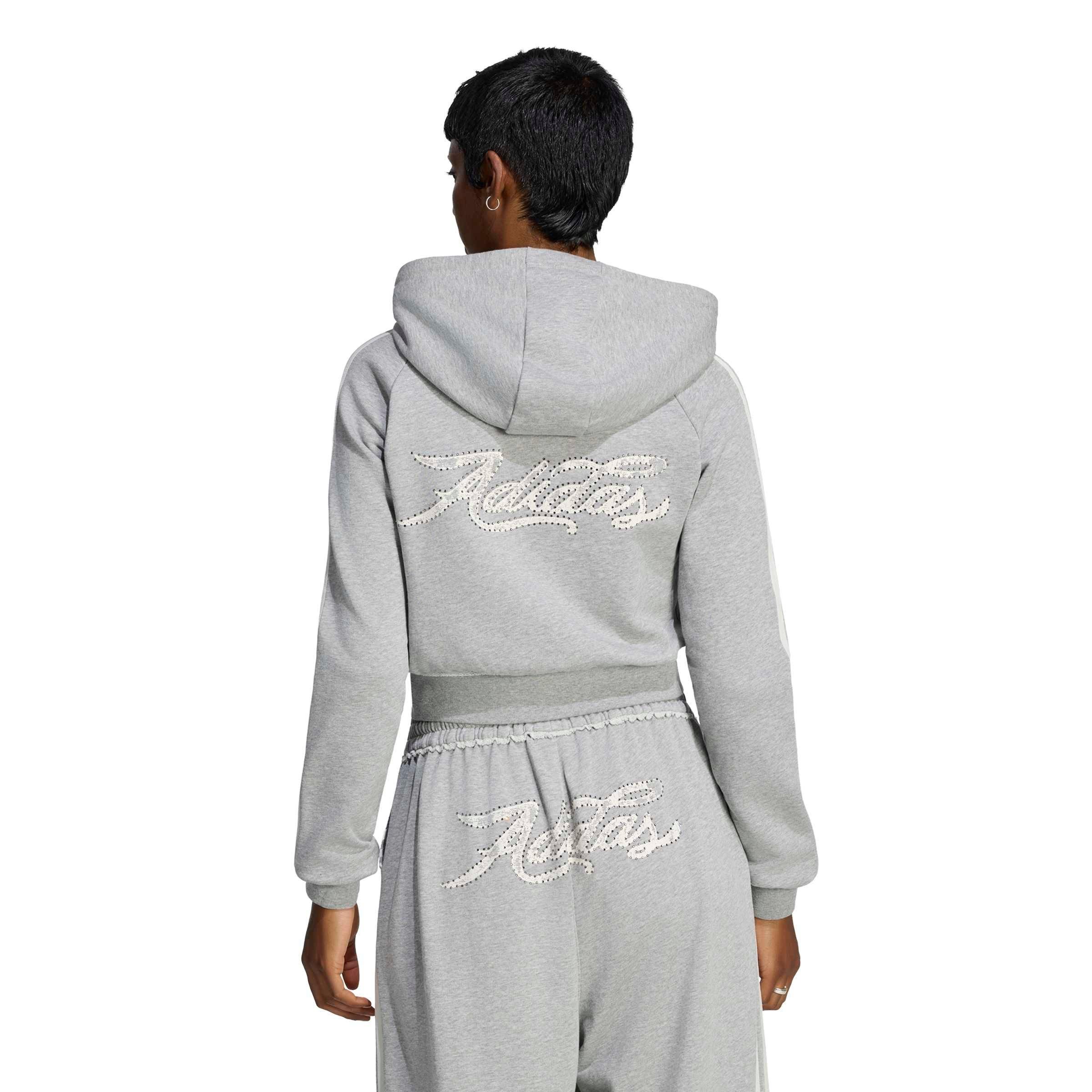 adidas Originals Women's Graphic Short Front Zip Track Top - Dk Grey - DK GREY