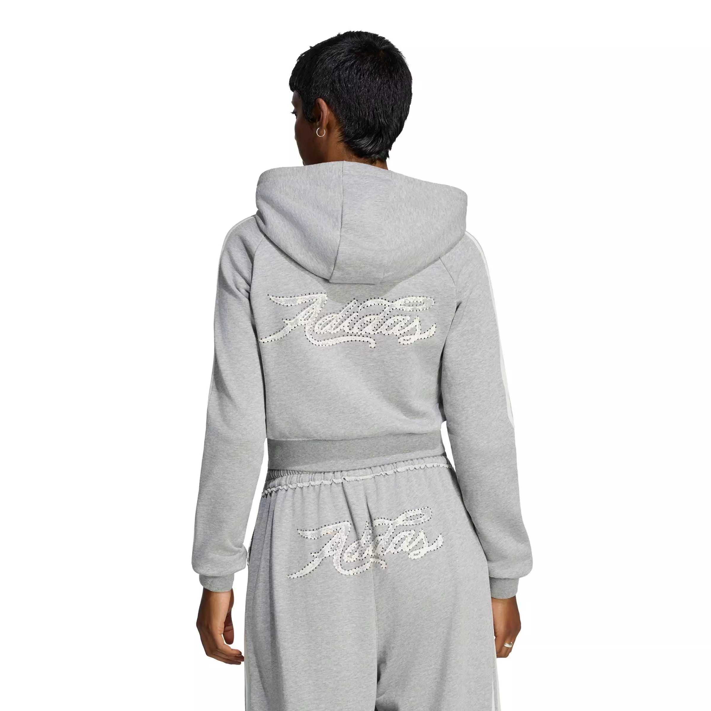 adidas Originals Women's Graphic Short Front Zip Track Top - Dk Grey - DK GREY