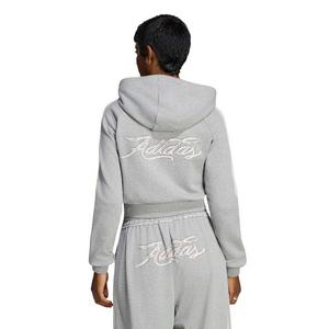 adidas Originals Women's Graphic Short Front Zip Track Top - Dk Grey - DK GREY