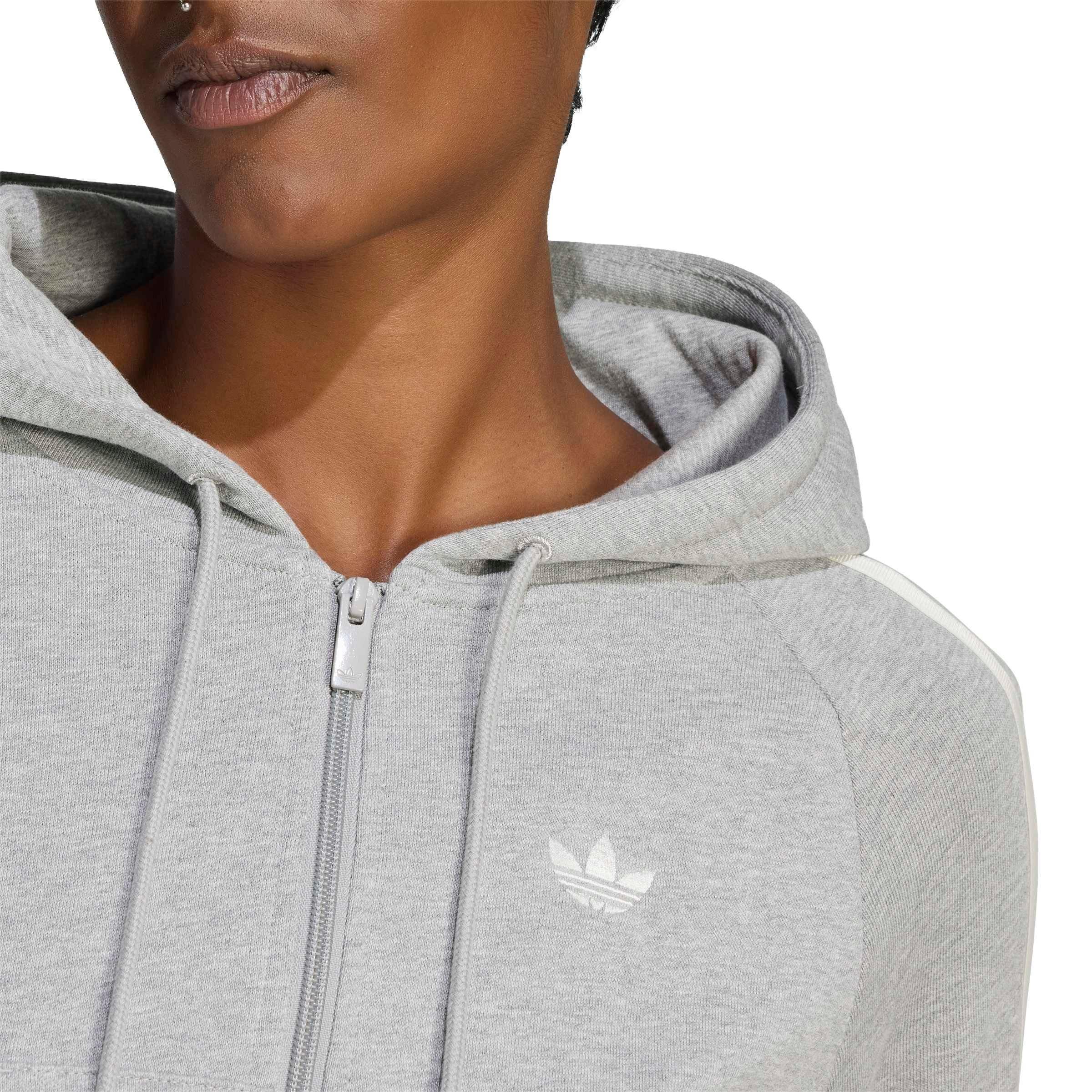 adidas Originals Women's Graphic Short Front Zip Track Top - Dk Grey - DK GREY