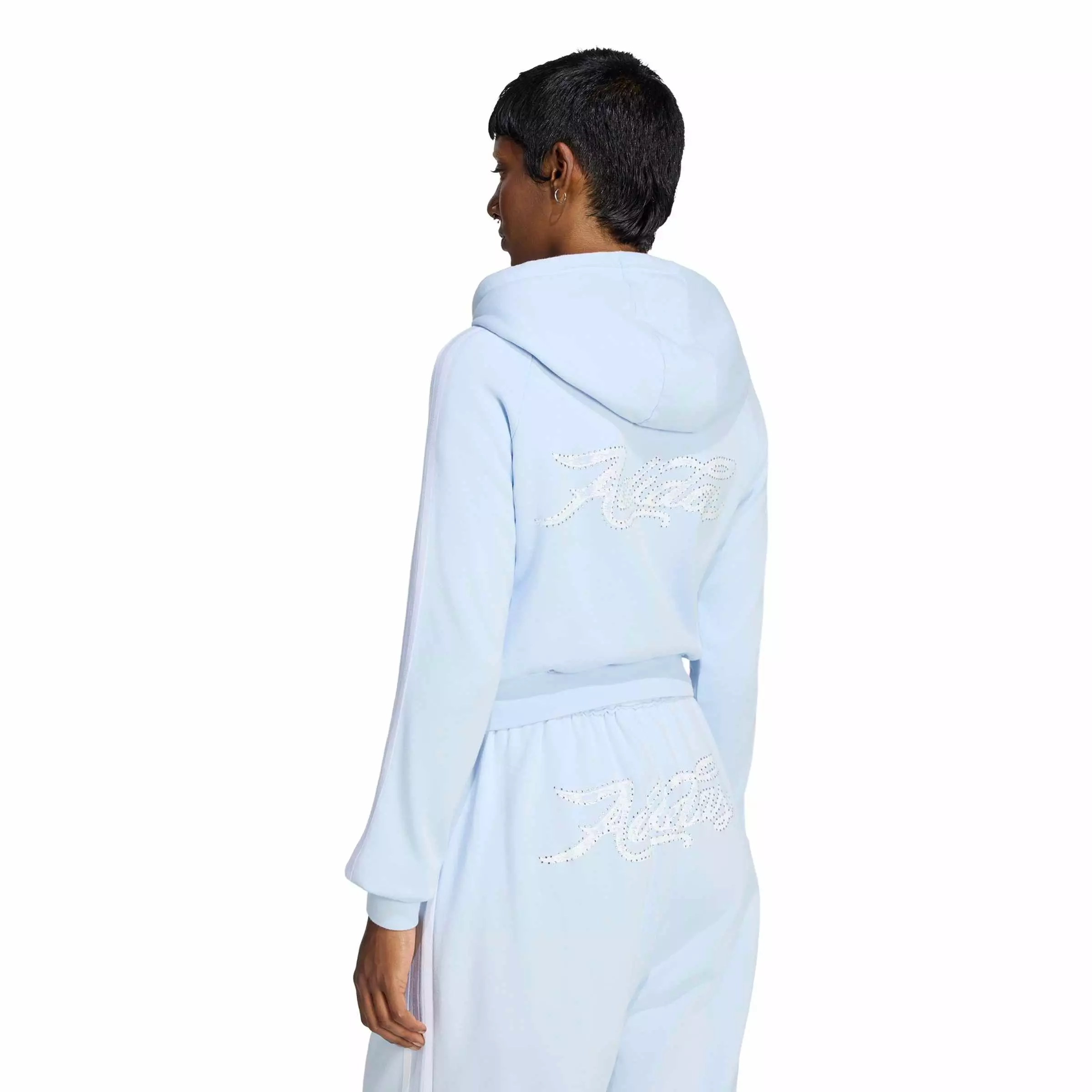 adidas Originals Women's Graphic Short Front Zip Track Jacket - Lt Blue - LT BLUE