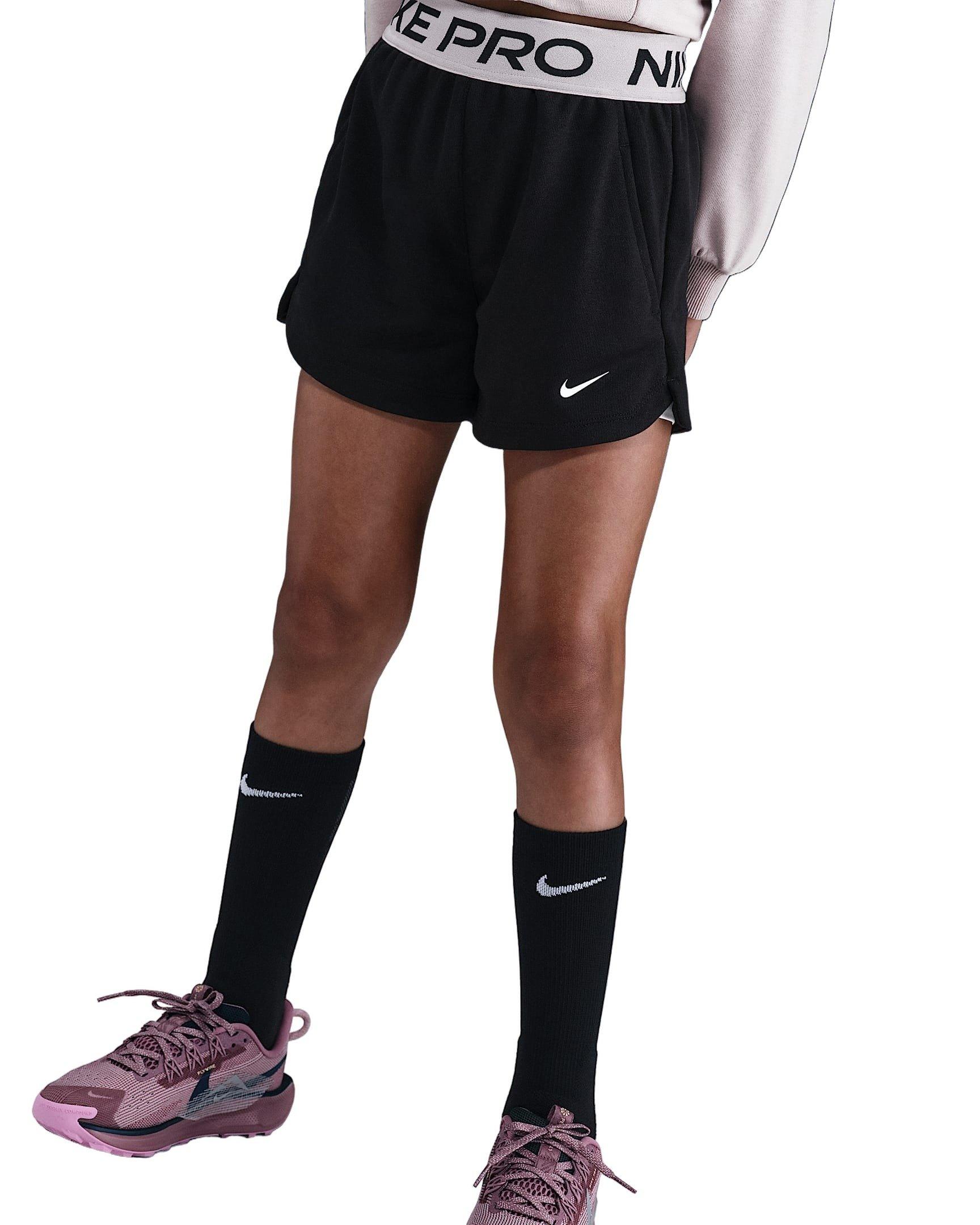 Nike Pro Fleece Big Girls' Black/Purple Dri-FIT Shorts