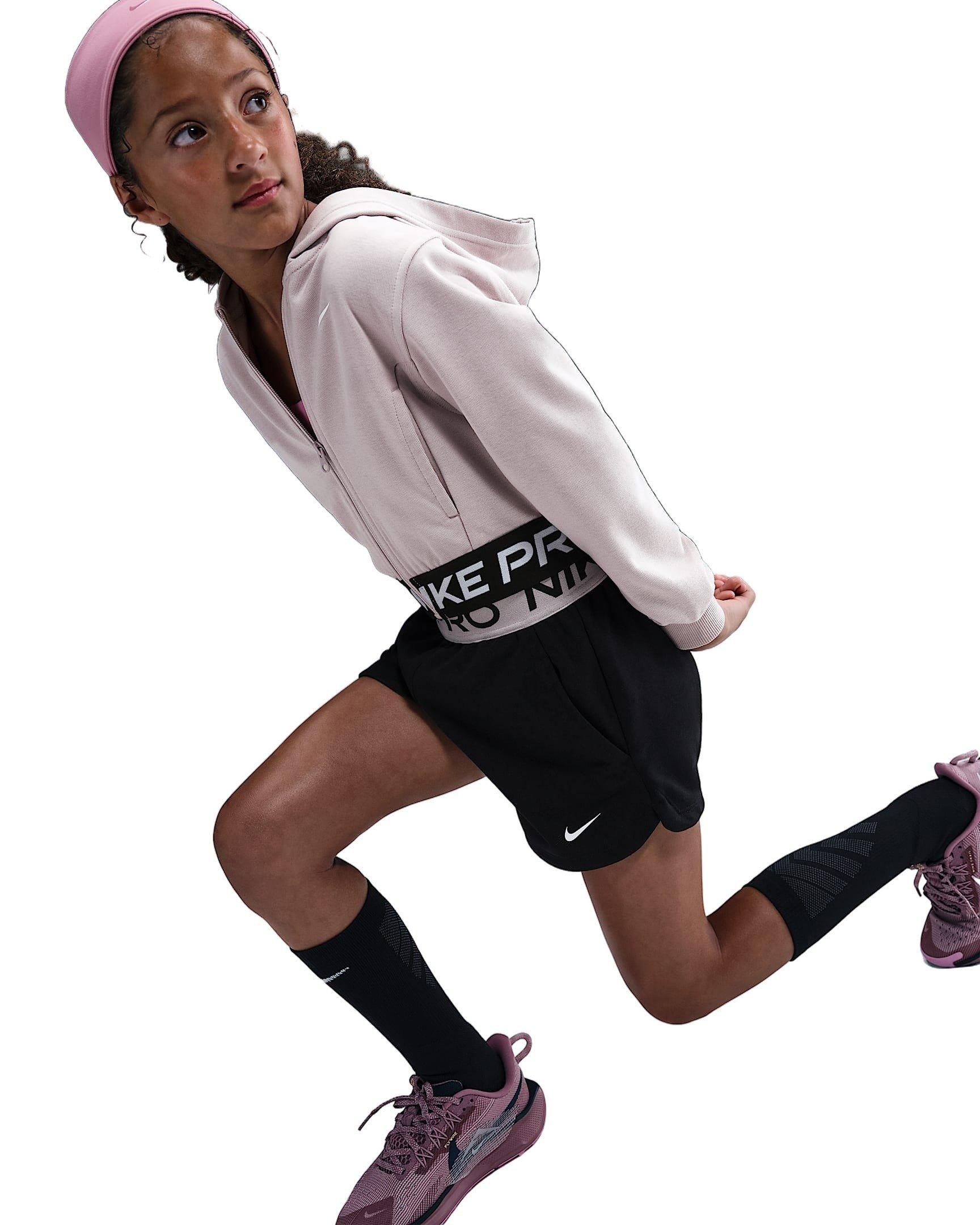Nike Pro Fleece Big Girls' Black/Purple Dri-FIT Shorts