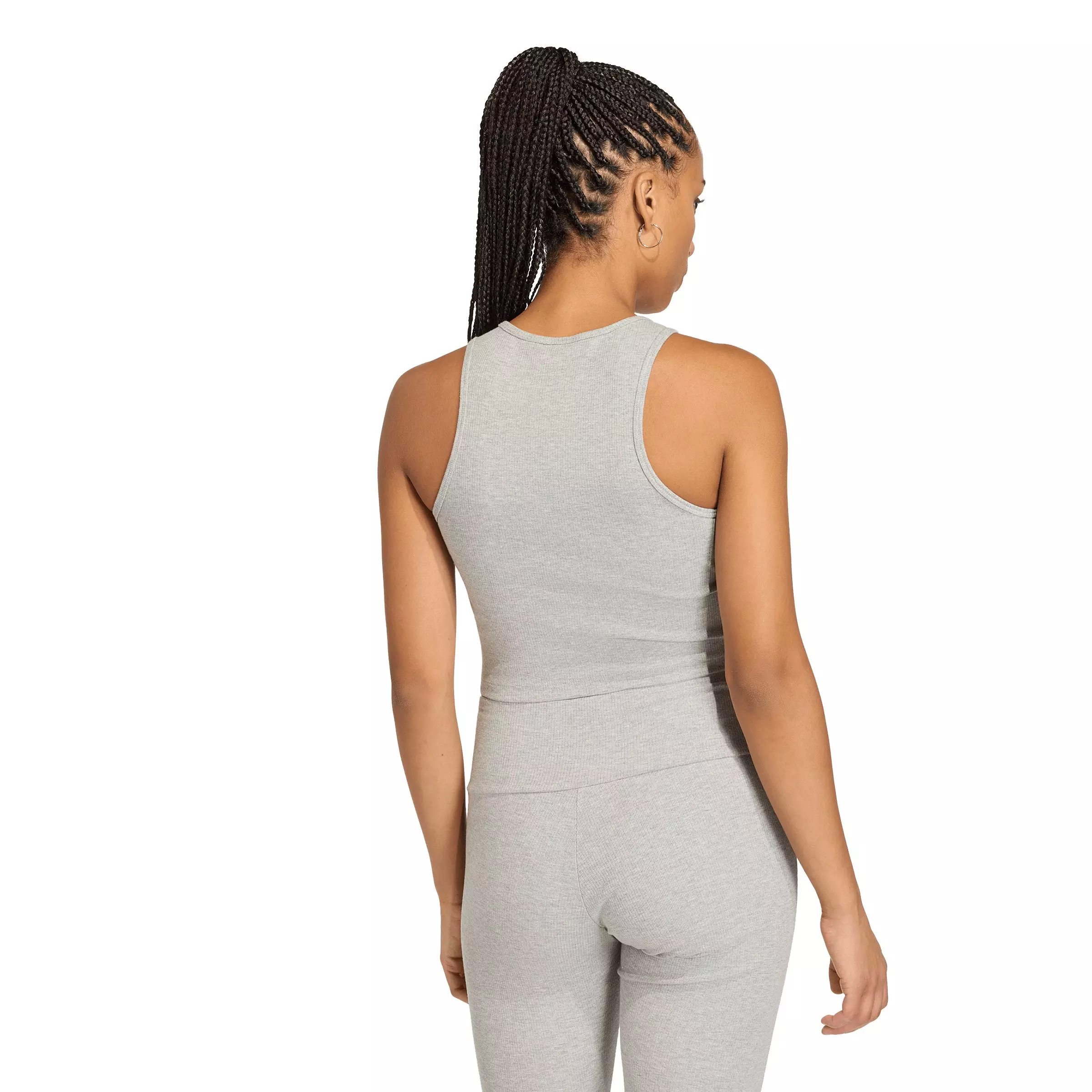 adidas Originals Women's Trefoil Essentials Rib Tank Top - Dk Grey - DK GREY