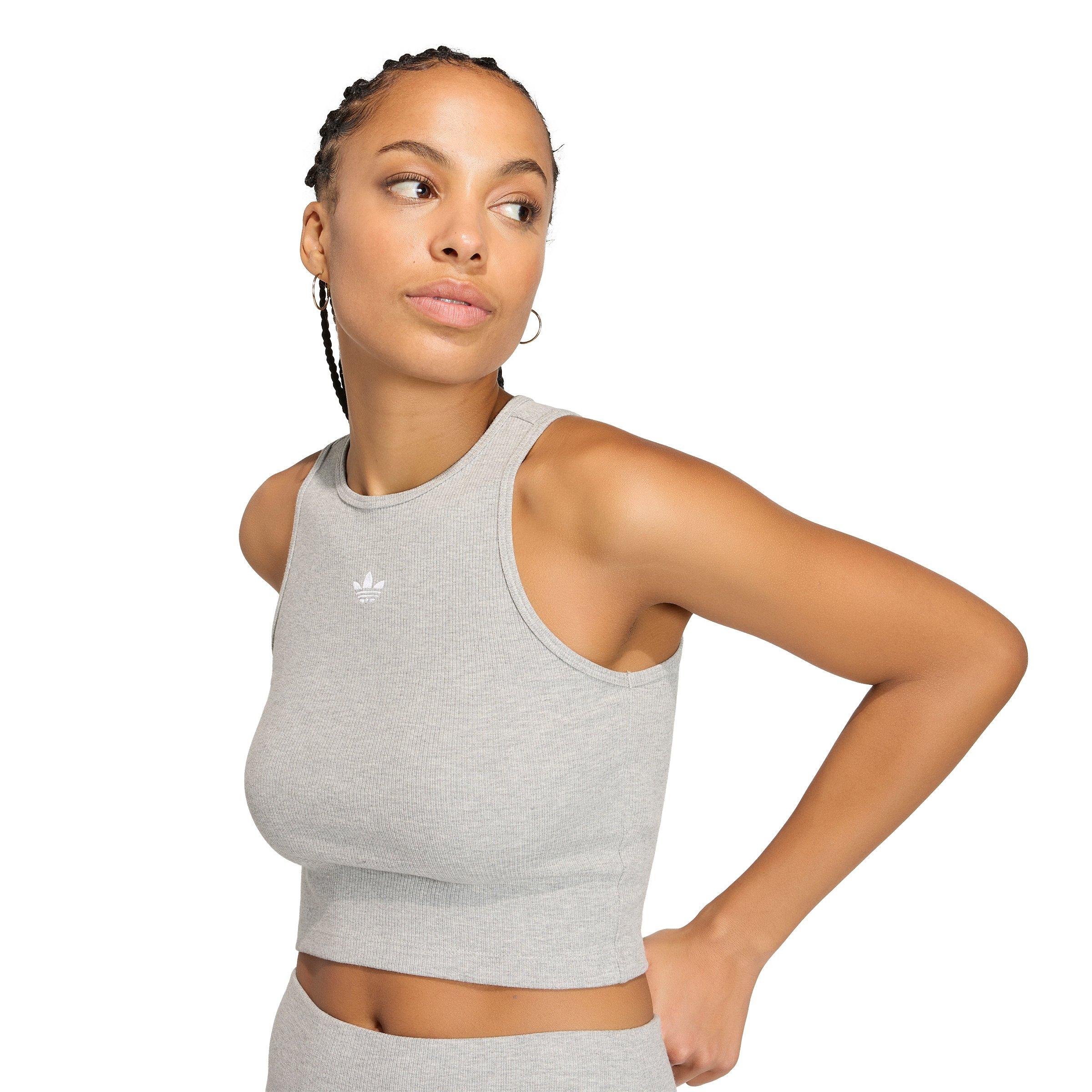 adidas Originals Women's Trefoil Essentials Rib Tank Top - Dk Grey - DK GREY Thumbnail View 3