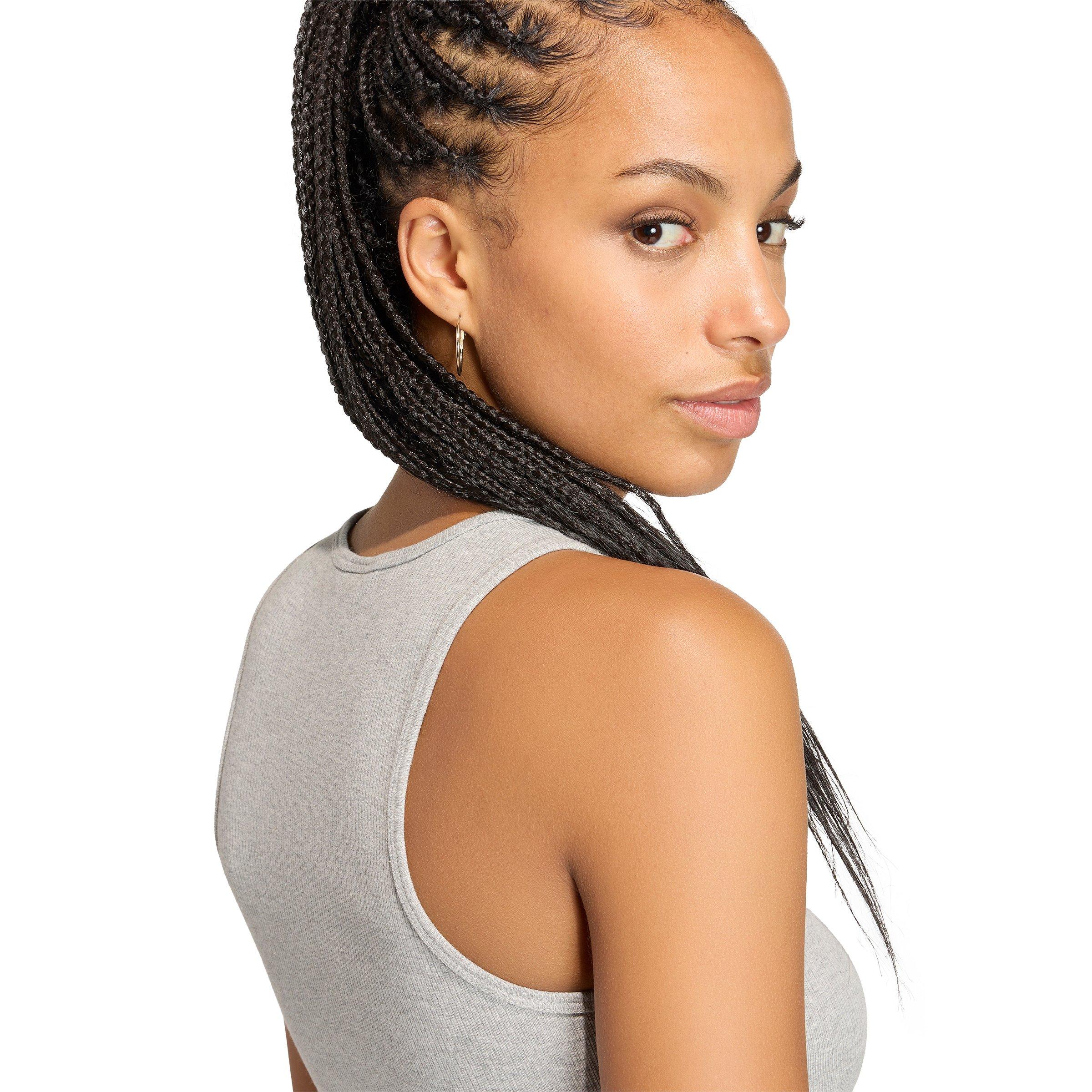 adidas Originals Women's Trefoil Essentials Rib Tank Top - Dk Grey - DK GREY Thumbnail View 4