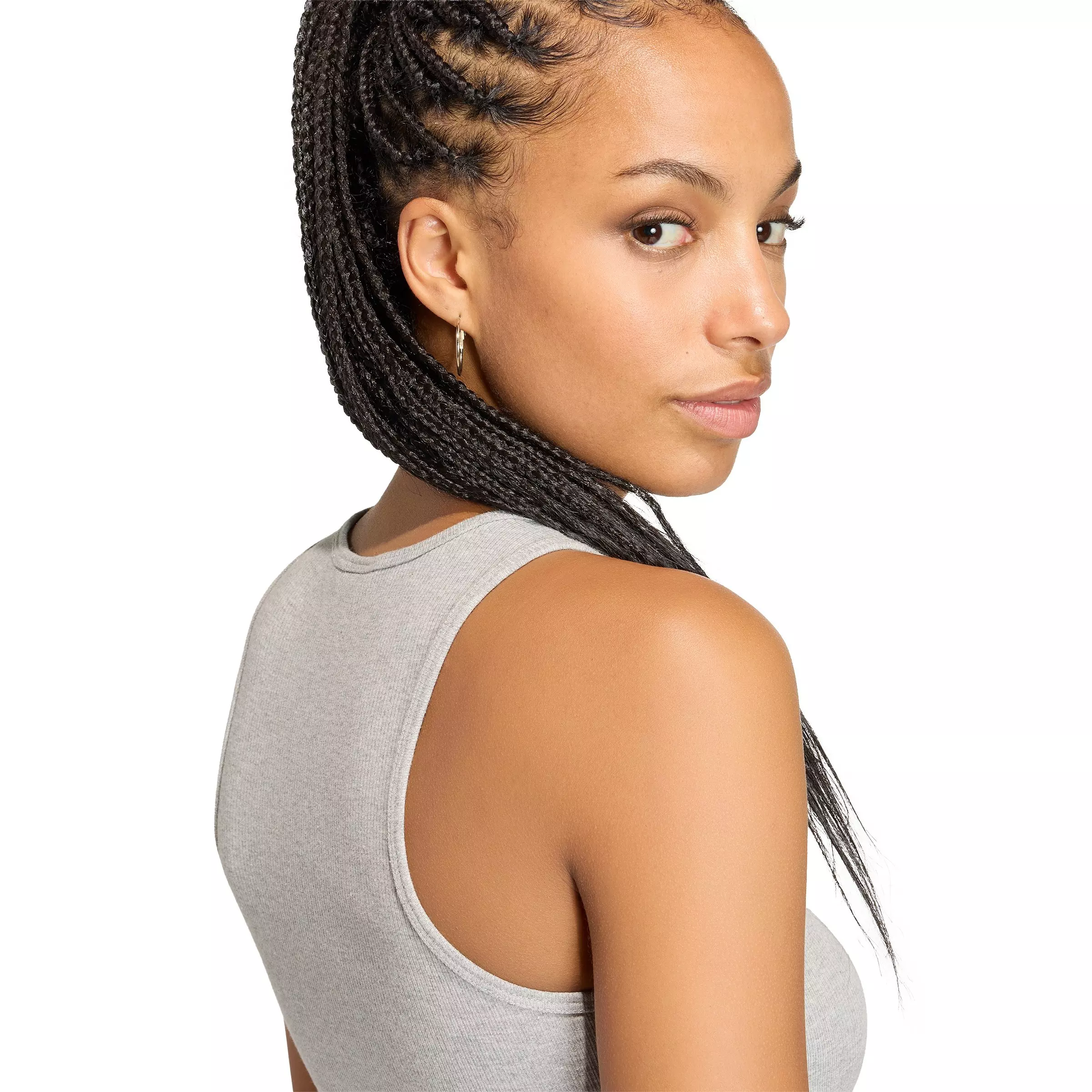 adidas Originals Women's Trefoil Essentials Rib Tank Top - Dk Grey - DK GREY