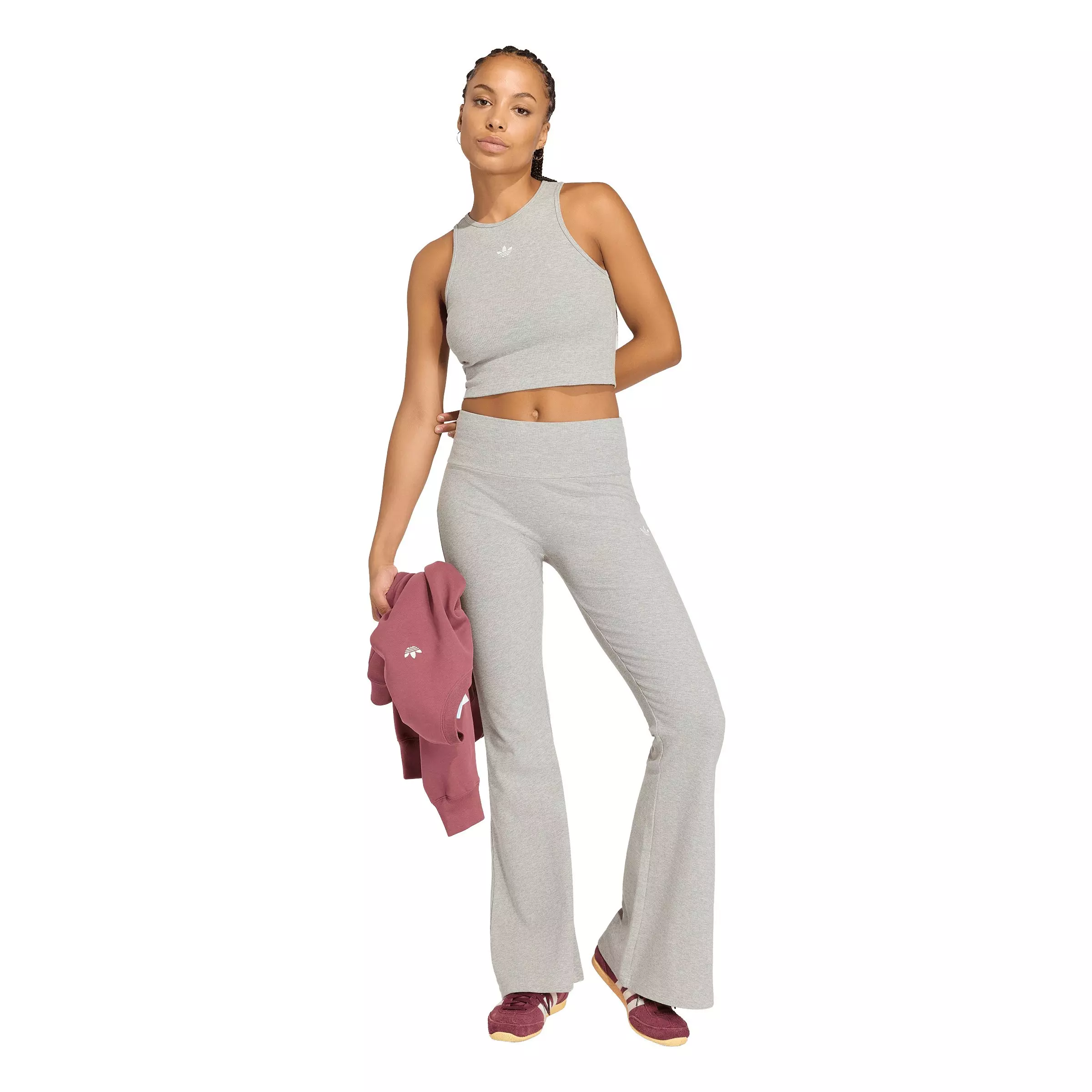 adidas Originals Women's Trefoil Essentials Rib Tank Top - Dk Grey - DK GREY