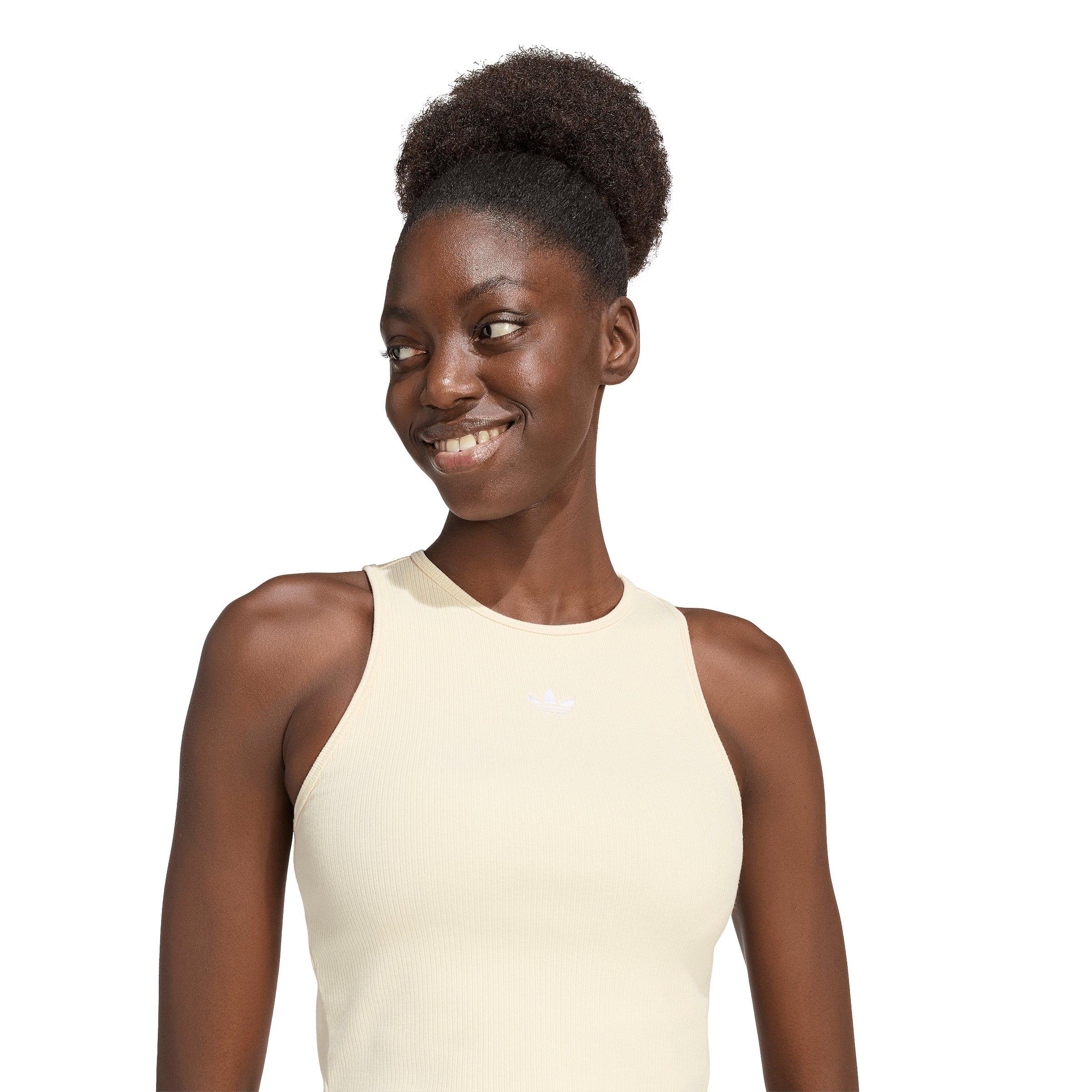 adidas Originals Women's Trefoil Essentials Rib Tank Top - Warm Vanilla - WARM VANILLA Thumbnail View 3