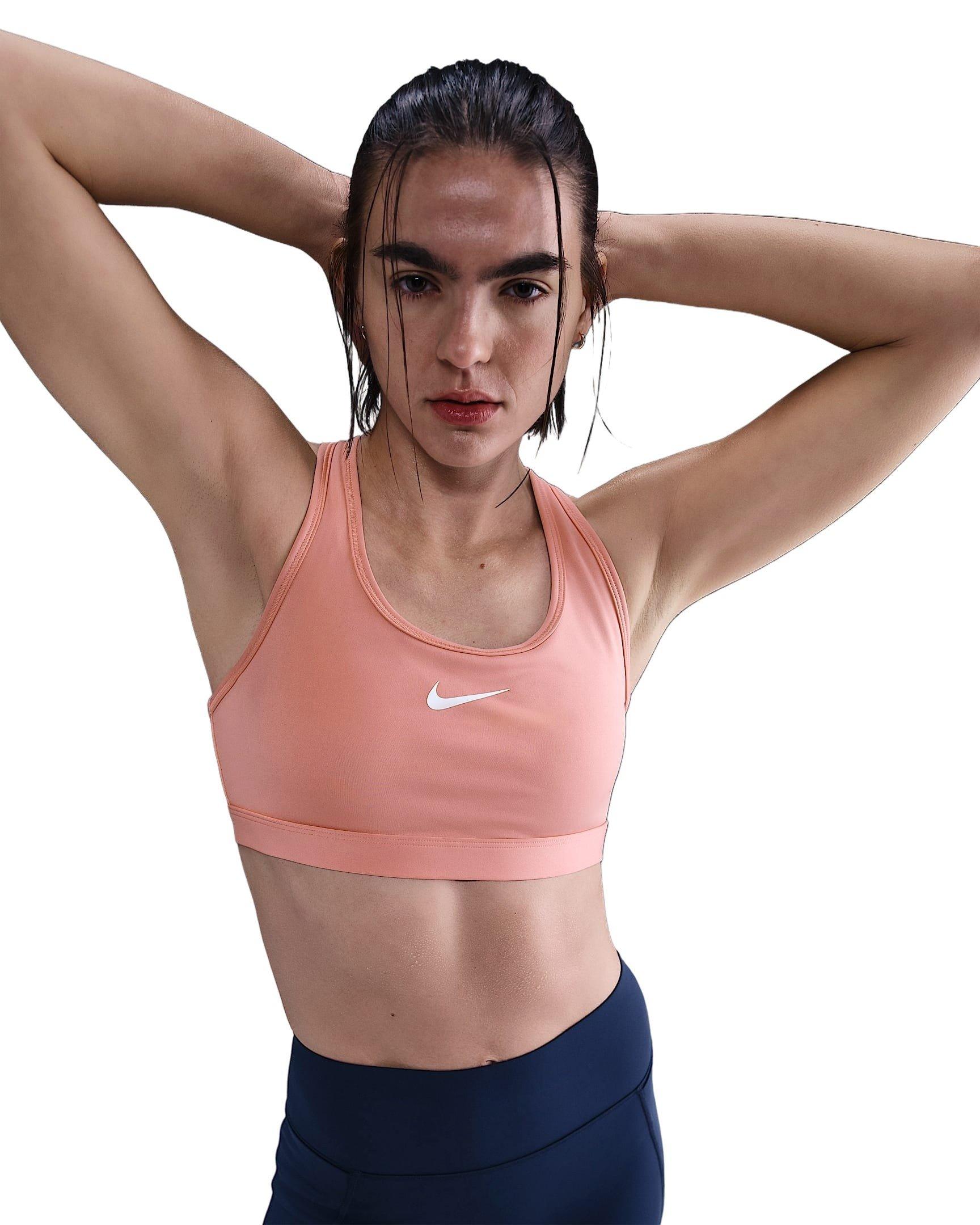 Nike Women's Swoosh Medium Support Padded Sports Bra - Rust Pink - RUST PINK Thumbnail View 1