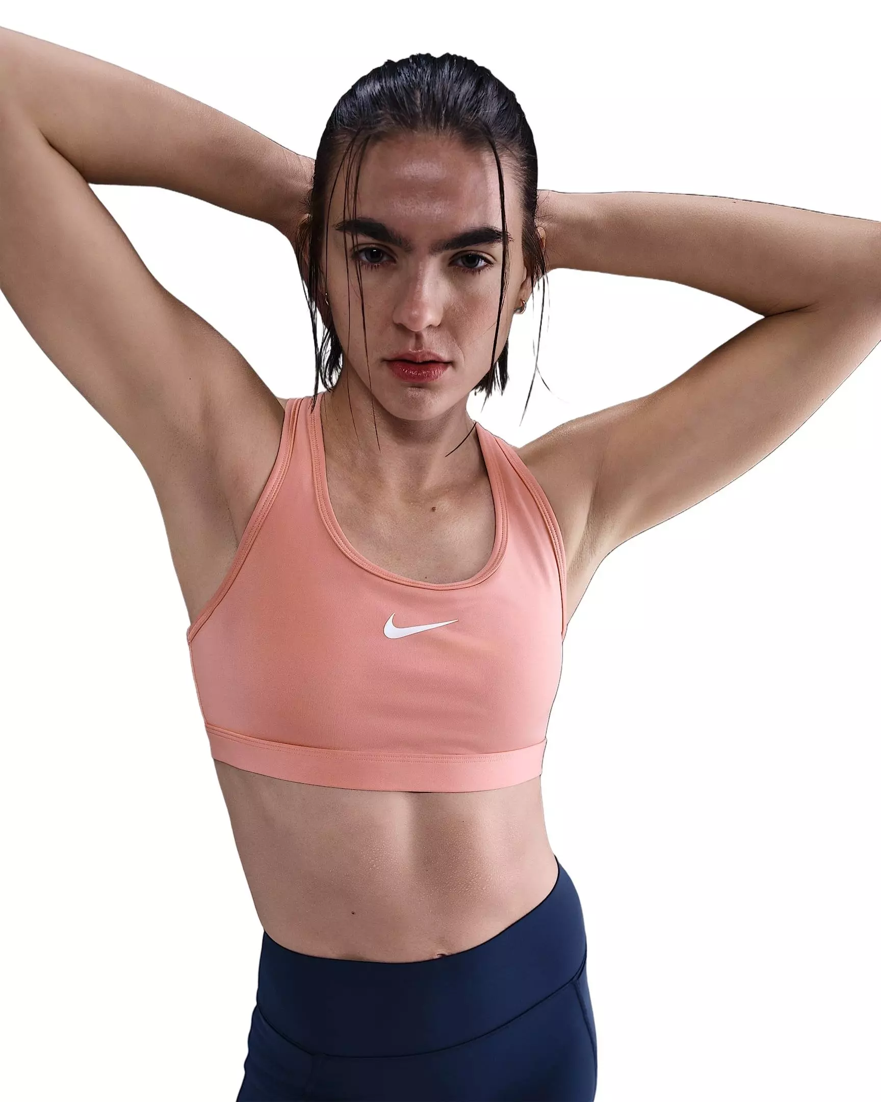 Nike Women's Swoosh Medium Support Padded Sports Bra - Rust Pink - RUST PINK
