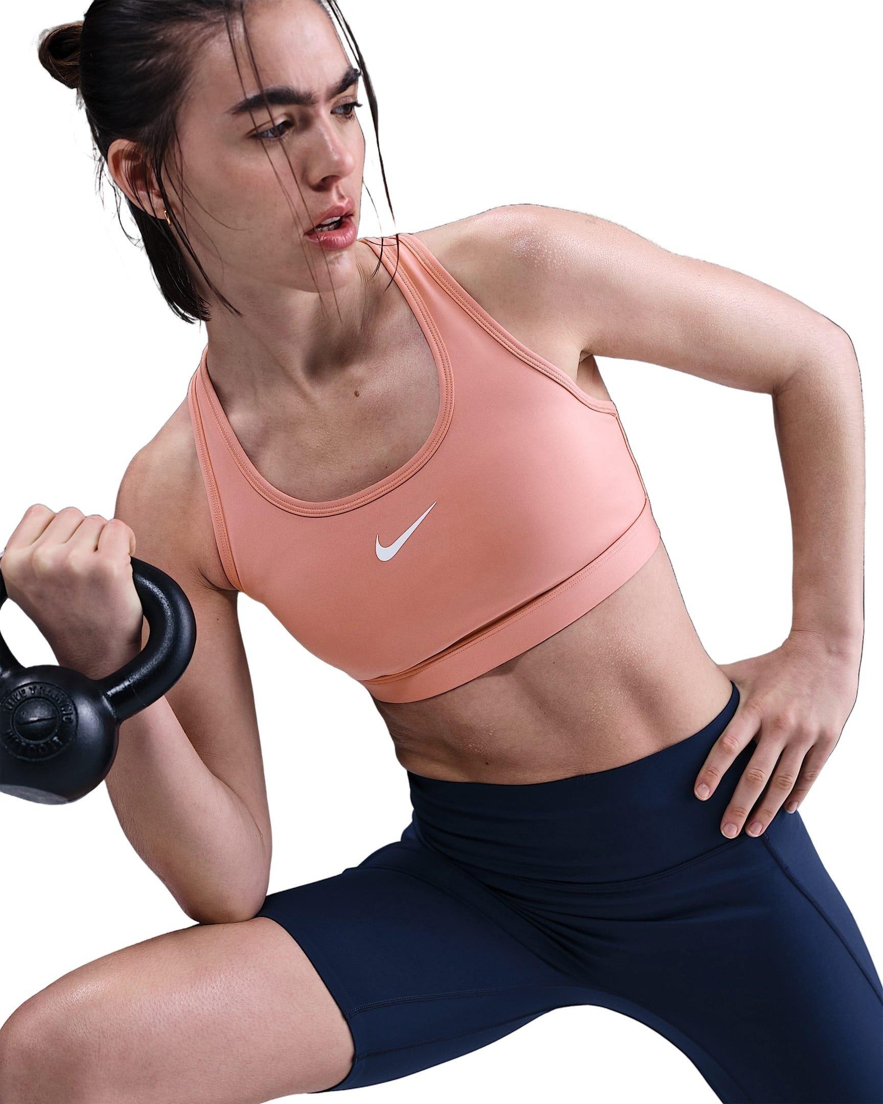Nike Women's Swoosh Medium Support Padded Sports Bra - Rust Pink - RUST PINK Thumbnail View 3