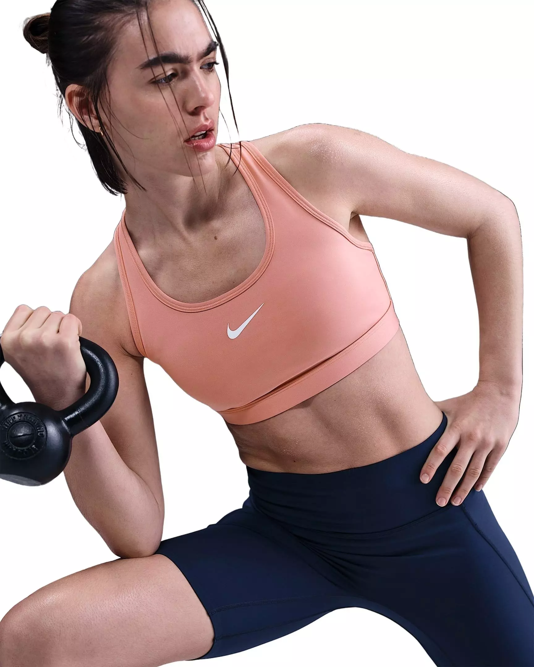 Nike Women's Swoosh Medium Support Padded Sports Bra - Rust Pink - RUST PINK