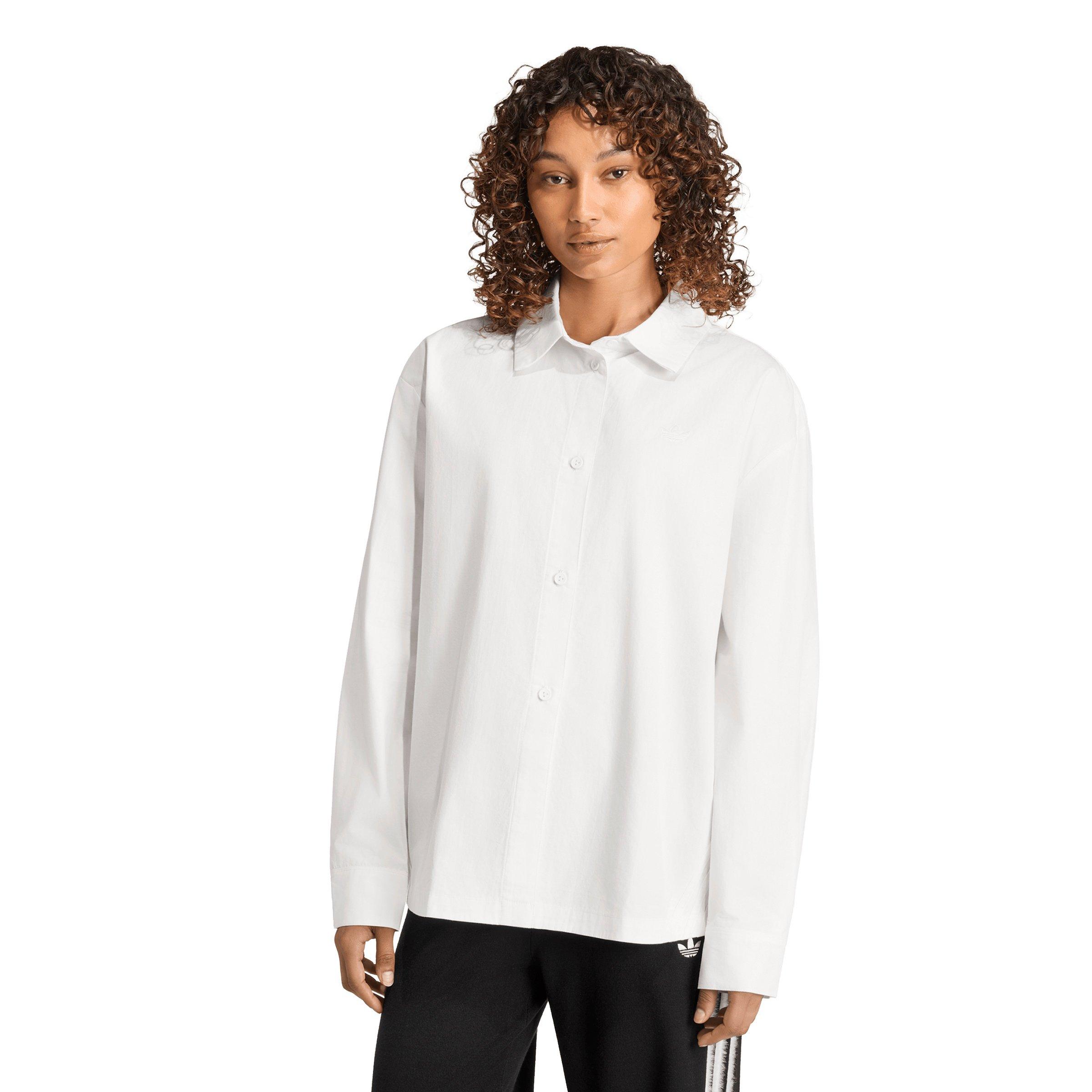 adidas Originals Women's 3-Stripes Long Sleeve Shirt - White - WHITE