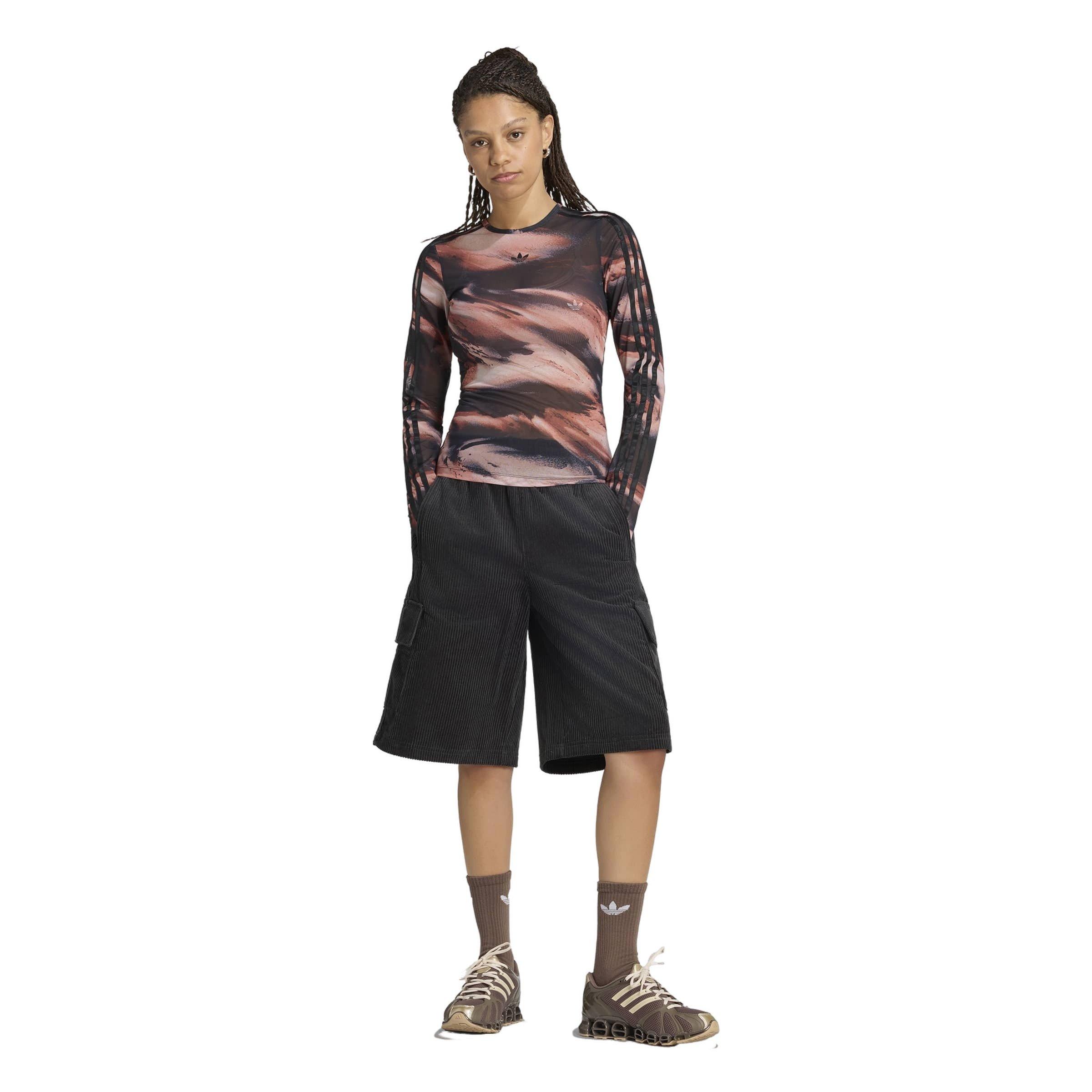 adidas Originals Women's All Over Print Graphic Mesh Shirt - Red/Grey - RED/GREY