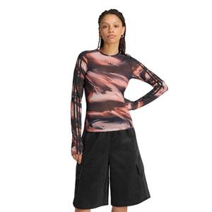 adidas Originals Women's All Over Print Graphic Mesh Shirt - Red/Grey - RED/GREY